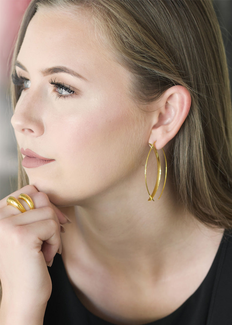 Marquise Wire Hoops - Earrings - Gold