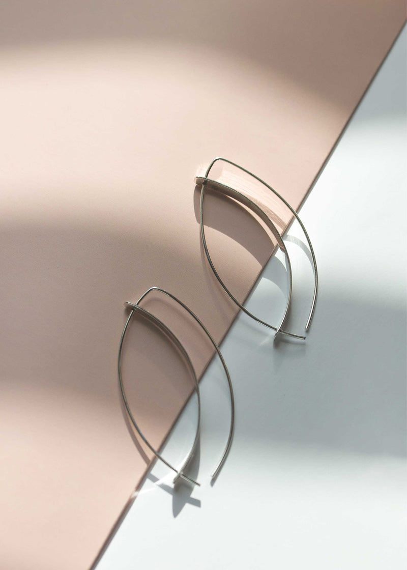 Unique Statement Silver Earrings Modern Geometric Hoops