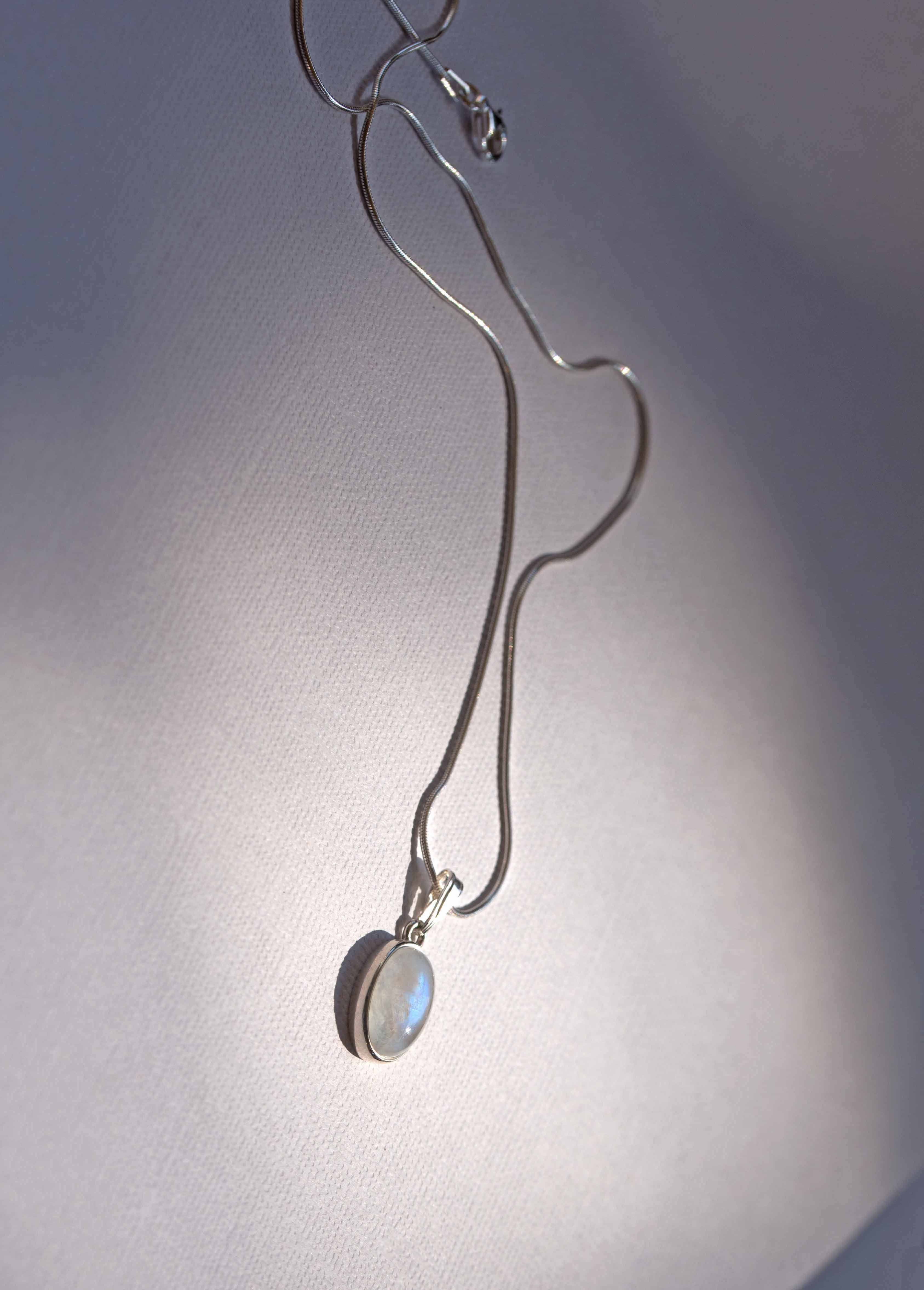 Large Moonstone Necklace in Sterling Silver