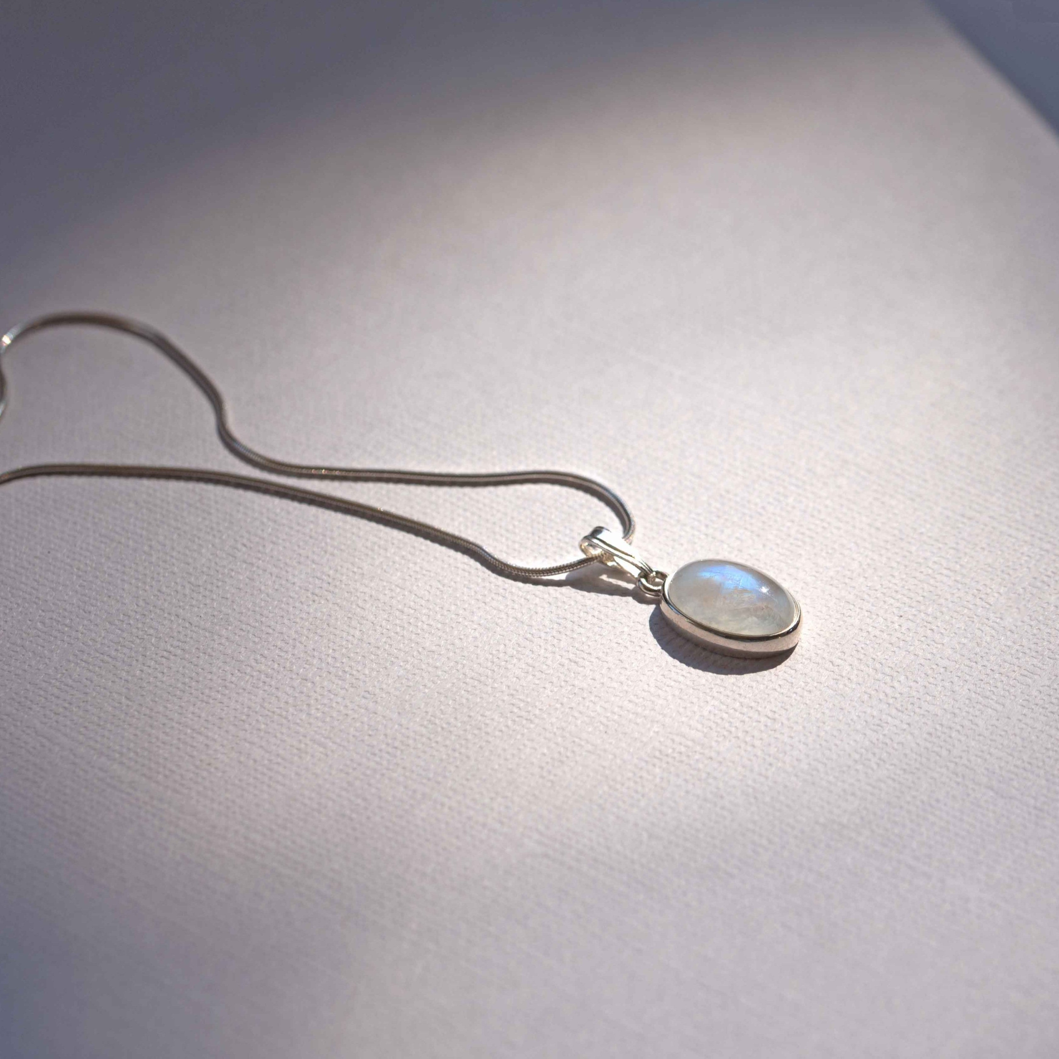 Large Moonstone Necklace in Sterling Silver