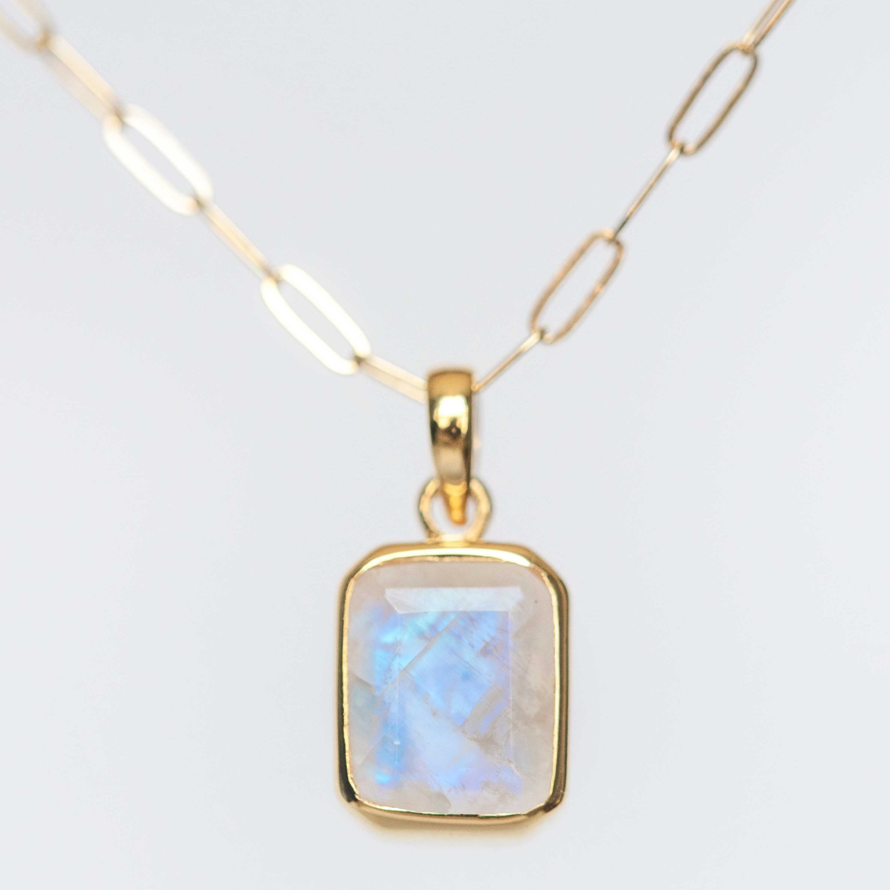 Moonstone Gold Necklace Minimalist Gifts for Women June Birthstone Birthday Anniversary Gifts for girls