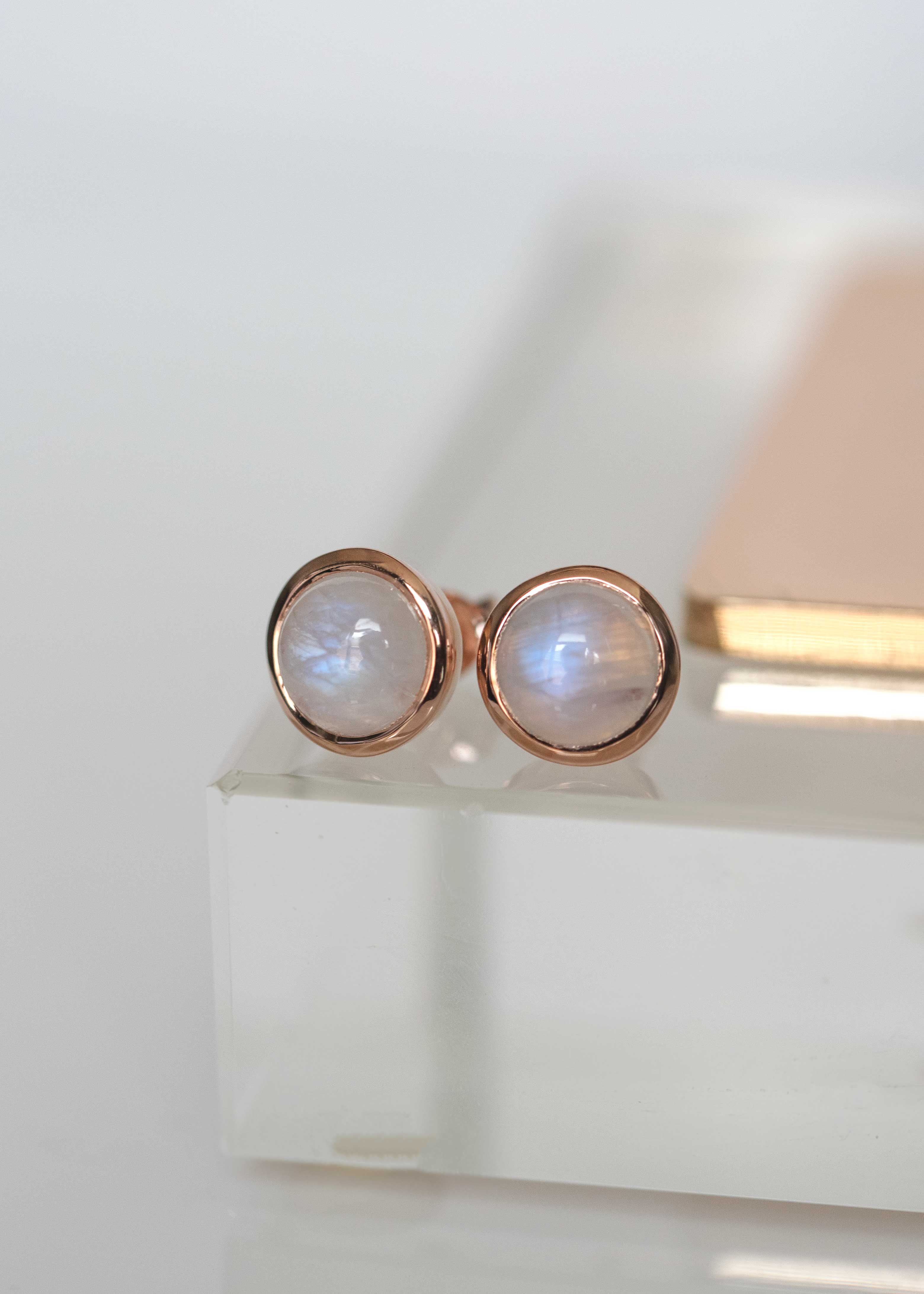 Moonstone studs, rainbow moonstone, rose cut store earrings, color flash, irregular shaped, faceted moonstone, post earrings, genuine gemstone