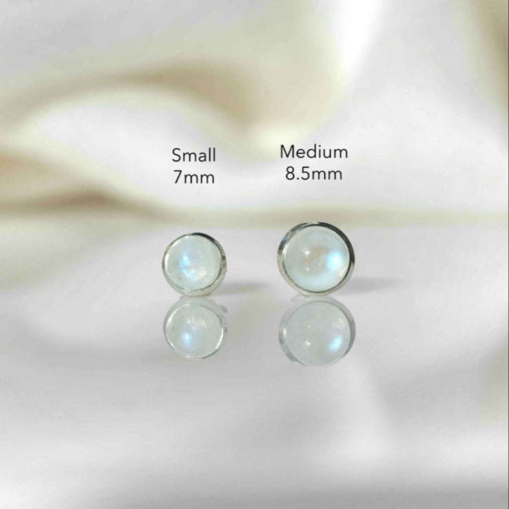 Moonstone Stud Earrings in Sterling Silver