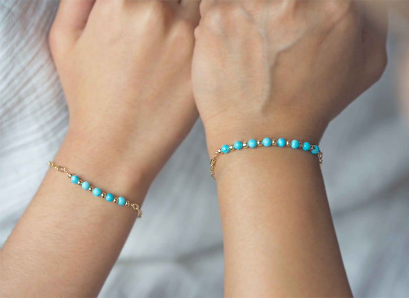 Turquoise Gold Bracelet Mother Daughter Jewelry Mother's day gifts