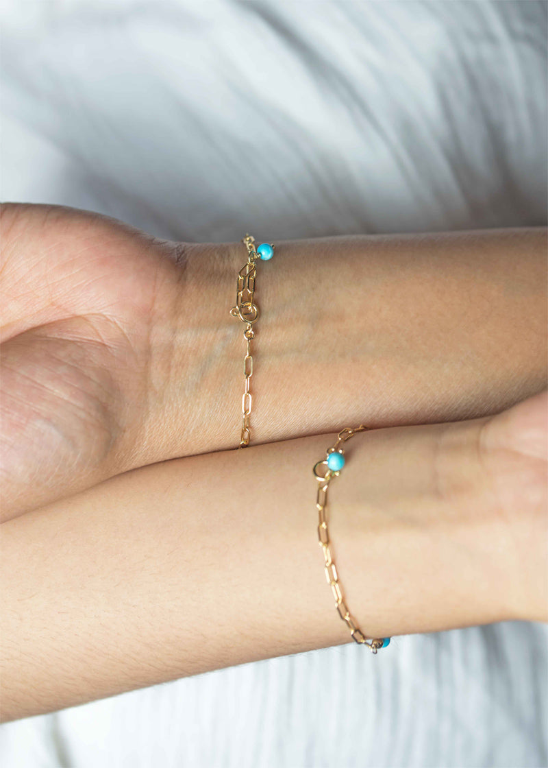 Turquoise Gold Bracelet Mother Daughter Jewelry Mother's day gifts