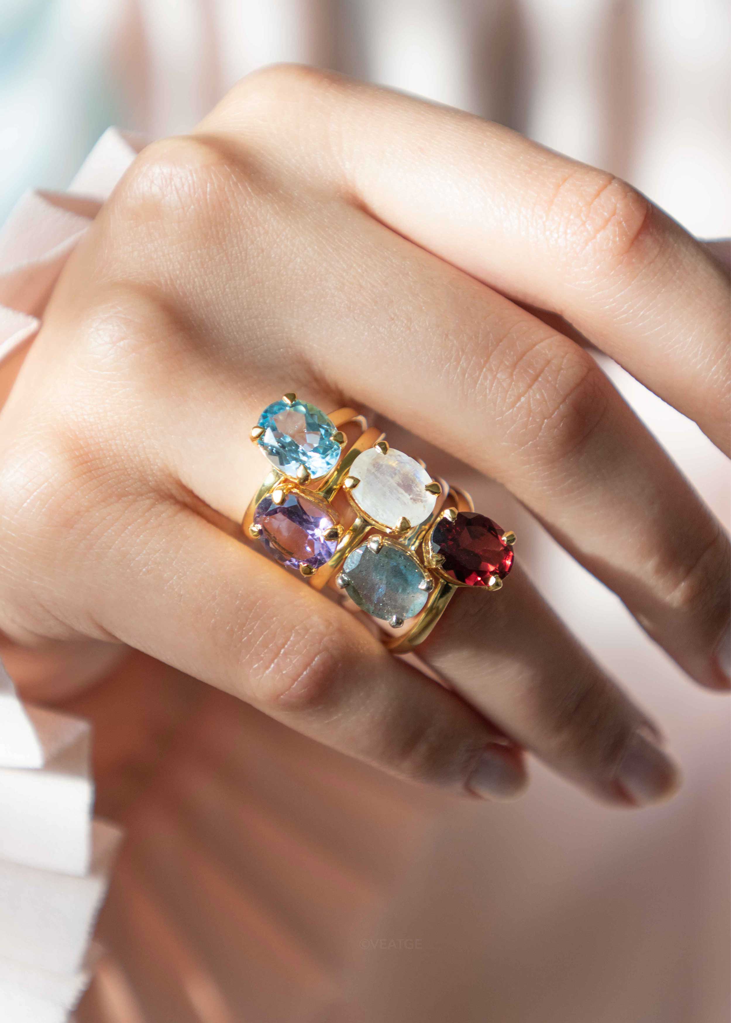 multi gemstone rings veatge reign