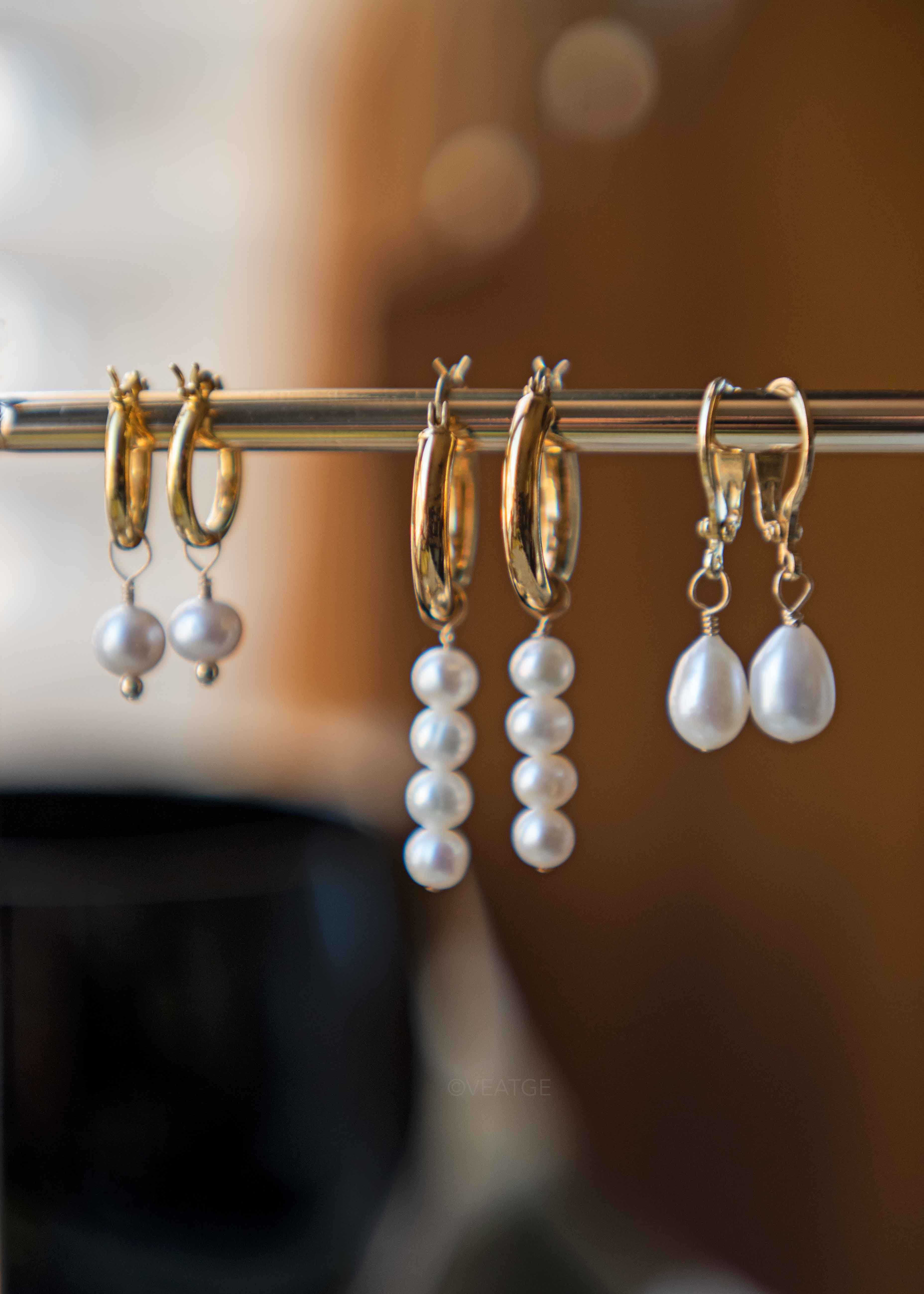 Gold Pearl Earrings Dangle Drop Gifts for her women best-friend