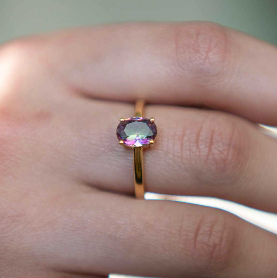 Mystic Topaz Ring in Gold Vermeil gifts for women gift for her gemstone ring