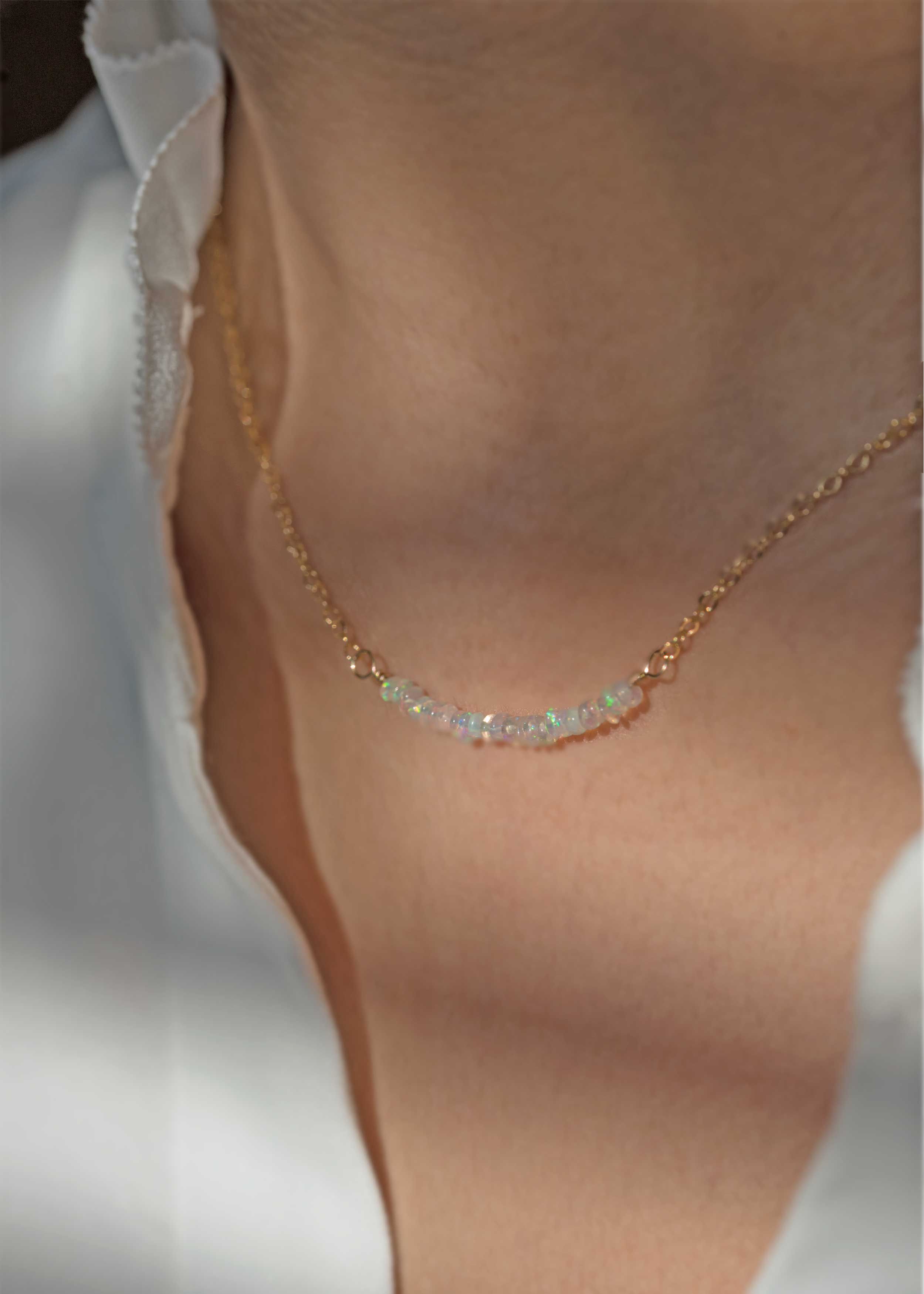 Opal Curved Bar Necklace