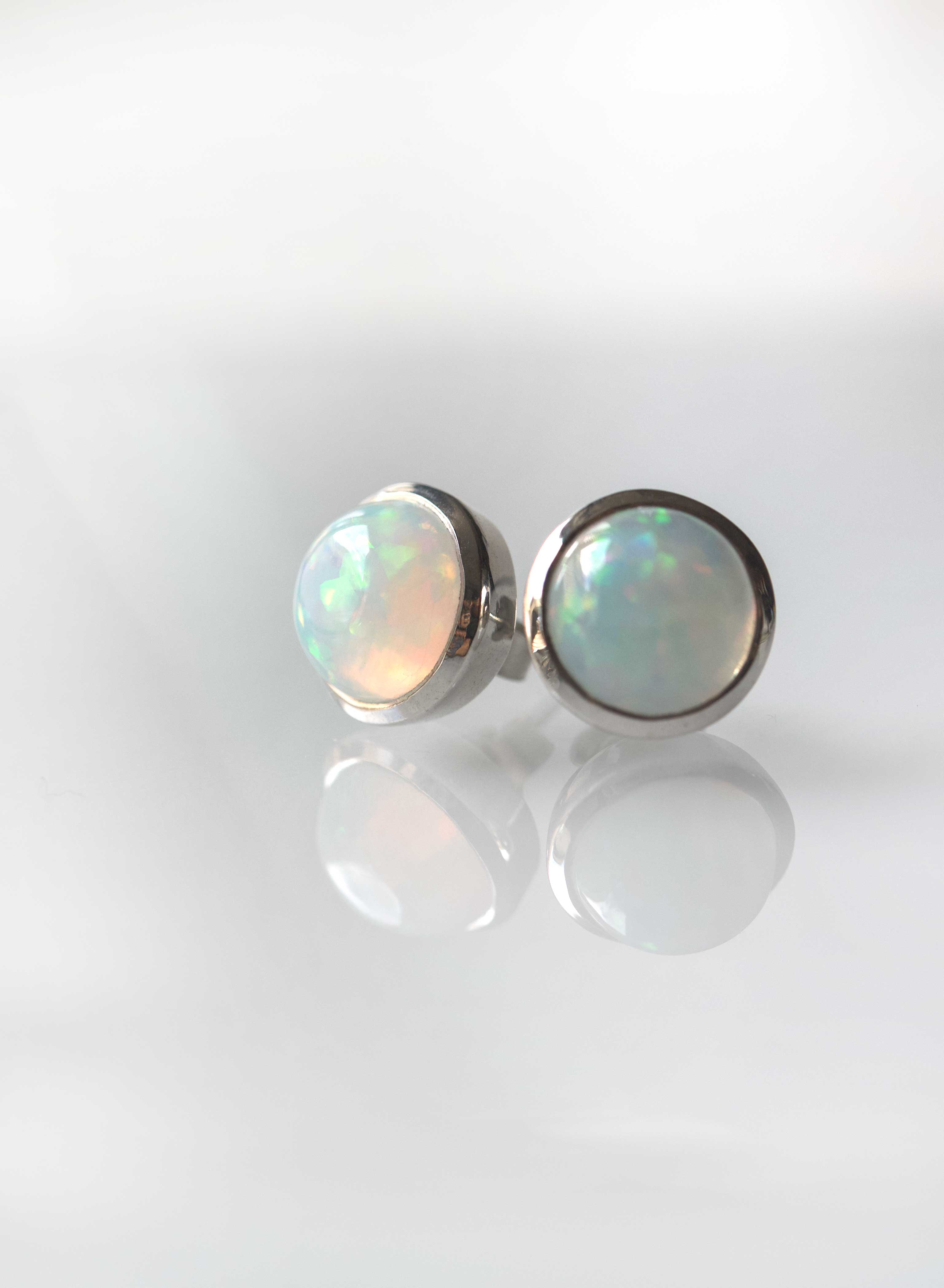 Opal Large Studs Earrings in Sterling Silver
