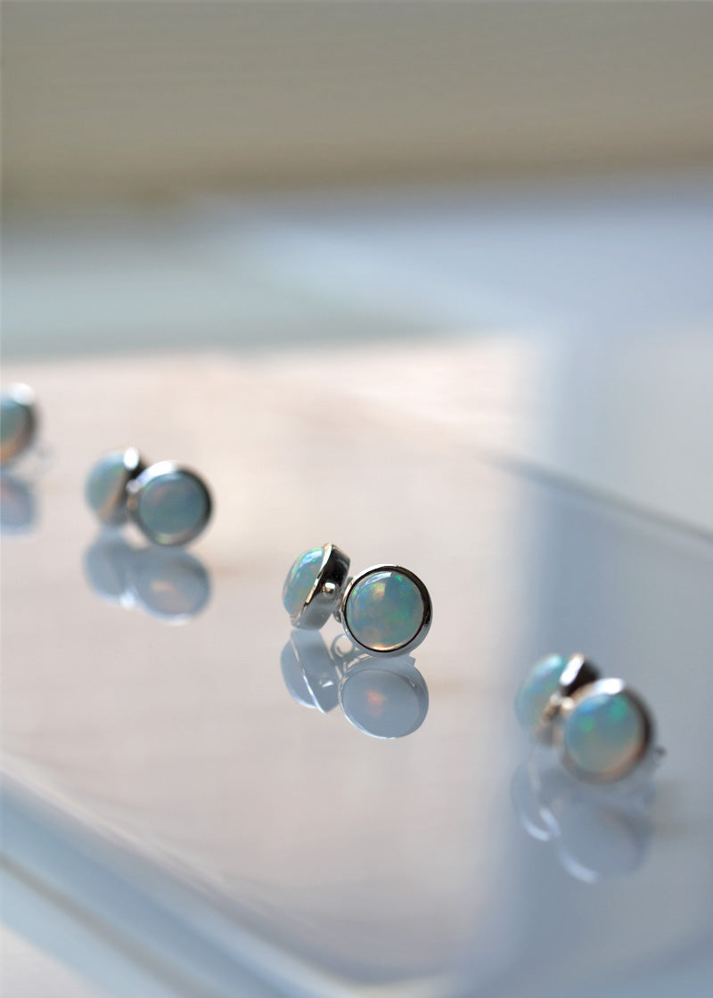 Opal Large Studs Earrings in Sterling Silver