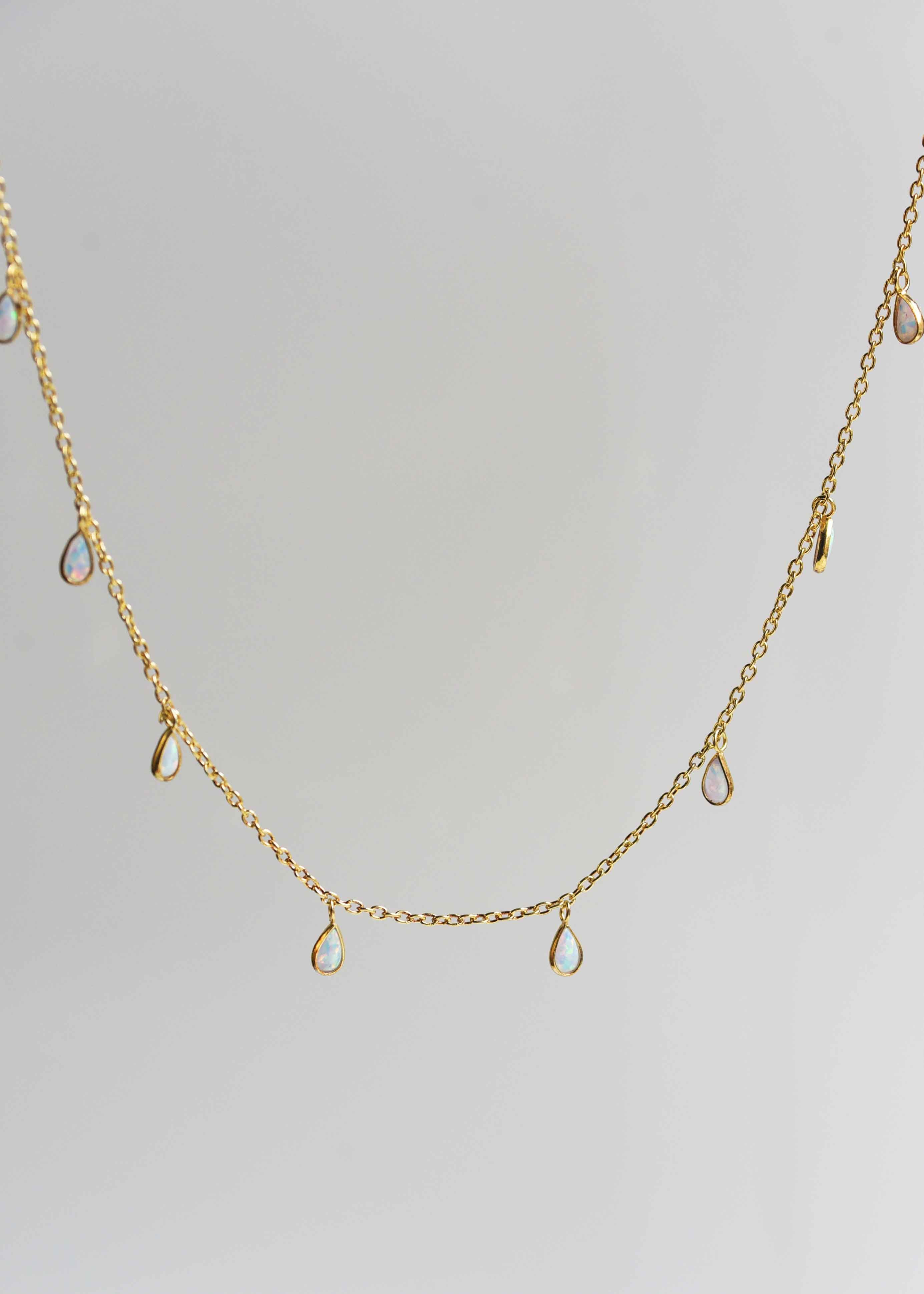 Delicate Gold Choker, opal necklace, opal drops necklace rose gold