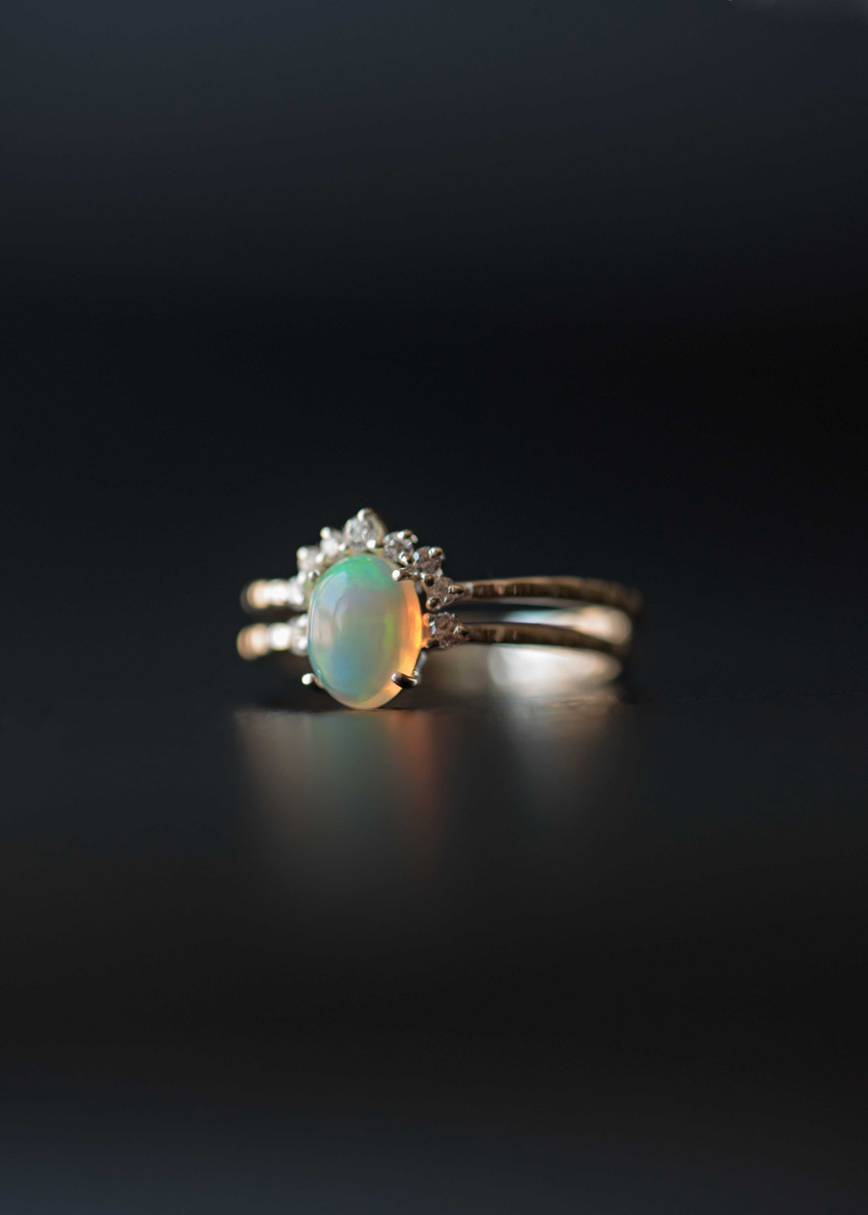 Opal Stacking Ring Set Sterling Silver