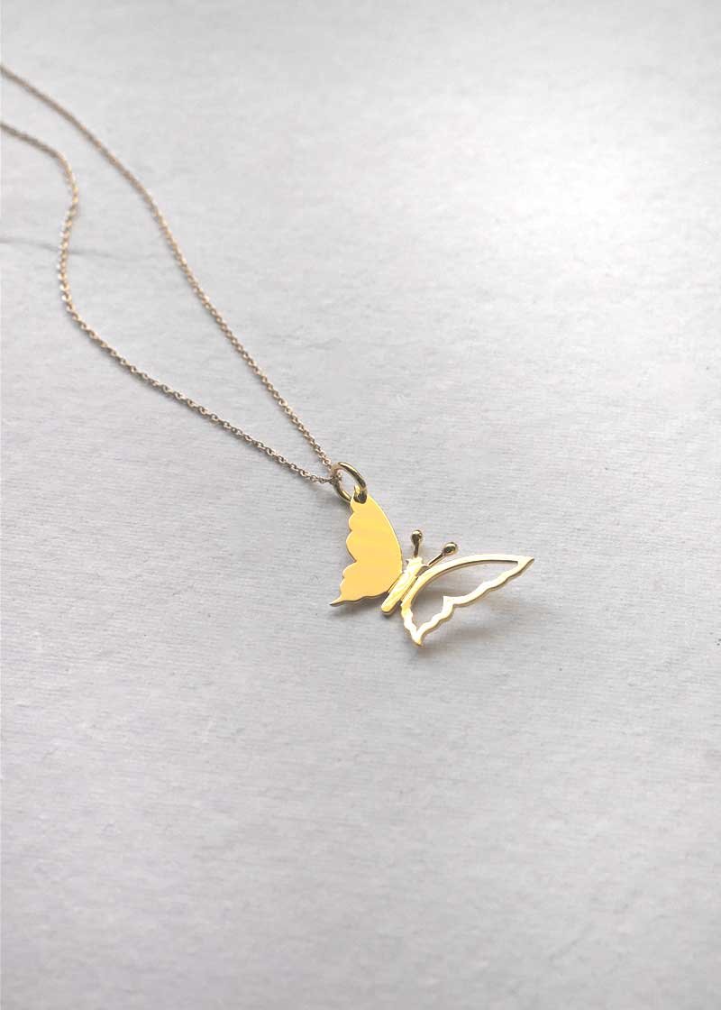 Gold Butterfly Necklace Gold Plated