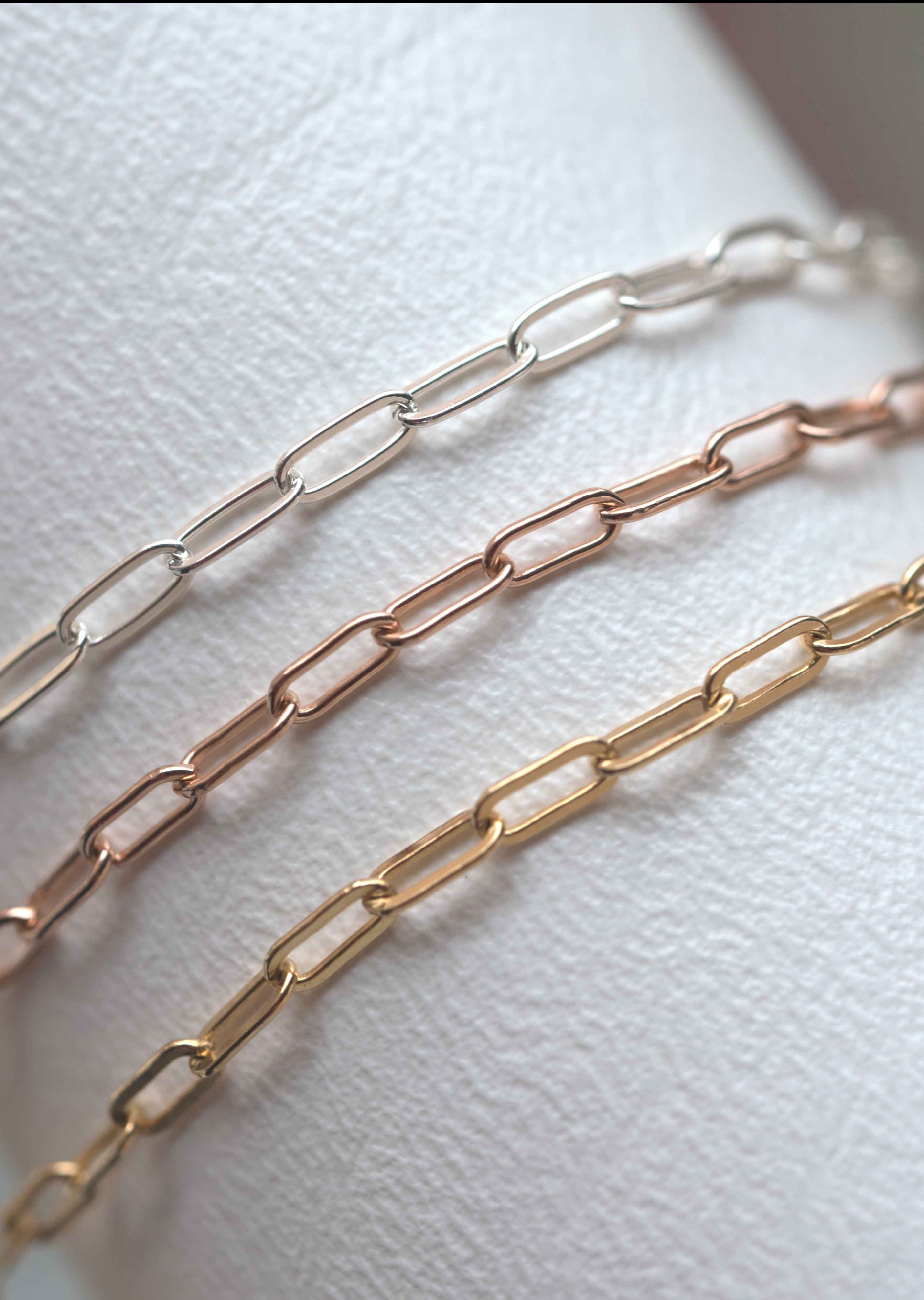 paperclip chain minimal gold silver rose gold