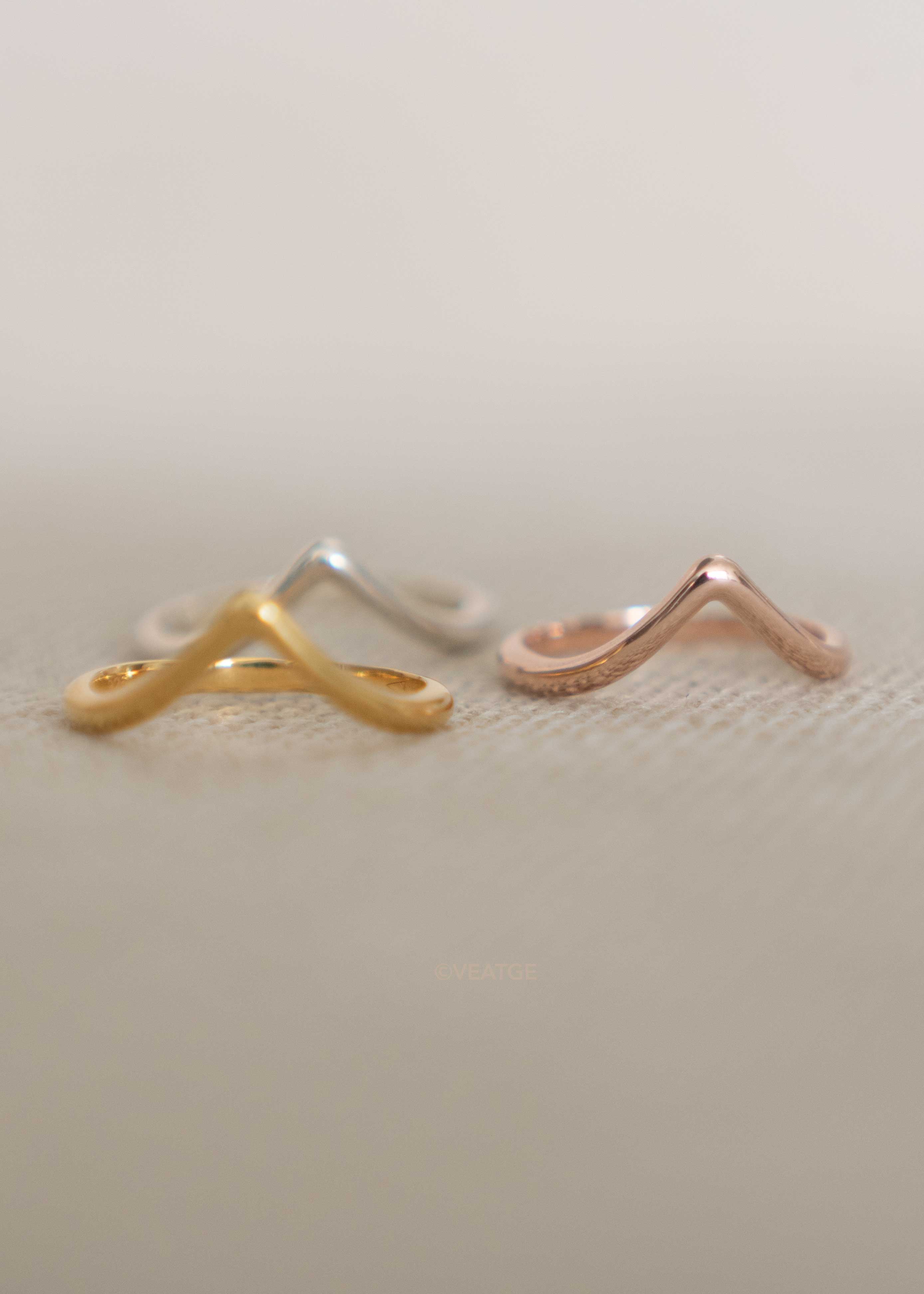 Plain Peak Ring Chevron V Pointy Curved Stackable Wishbone Ring Stacking in Silver Gold Rose Gold