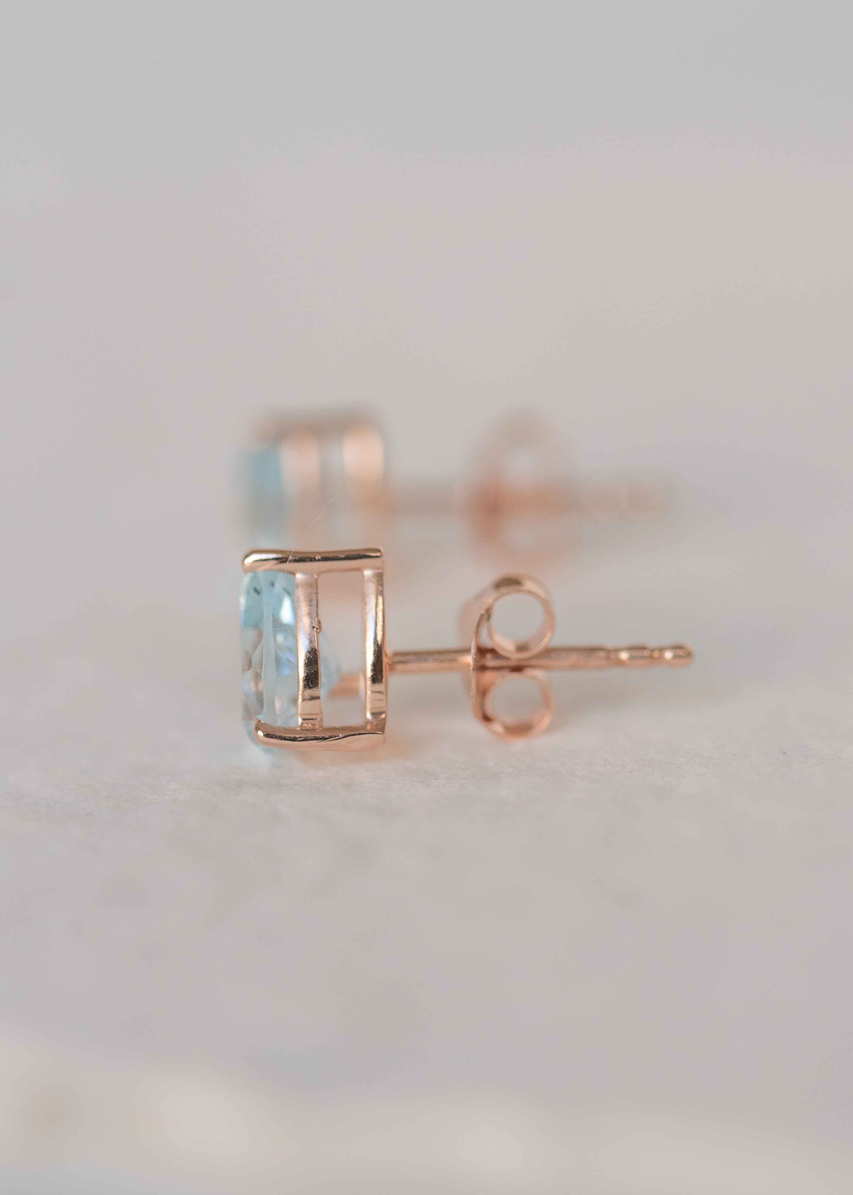 Blue Topaz Stud Earrings Second Piercing Cartilage gifts for girls bff girlfriends