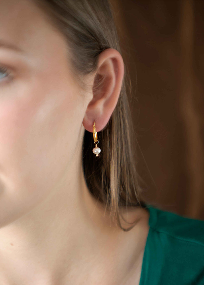 classic gold pearl hoop earrings bridal wedding bridesmaid gifts