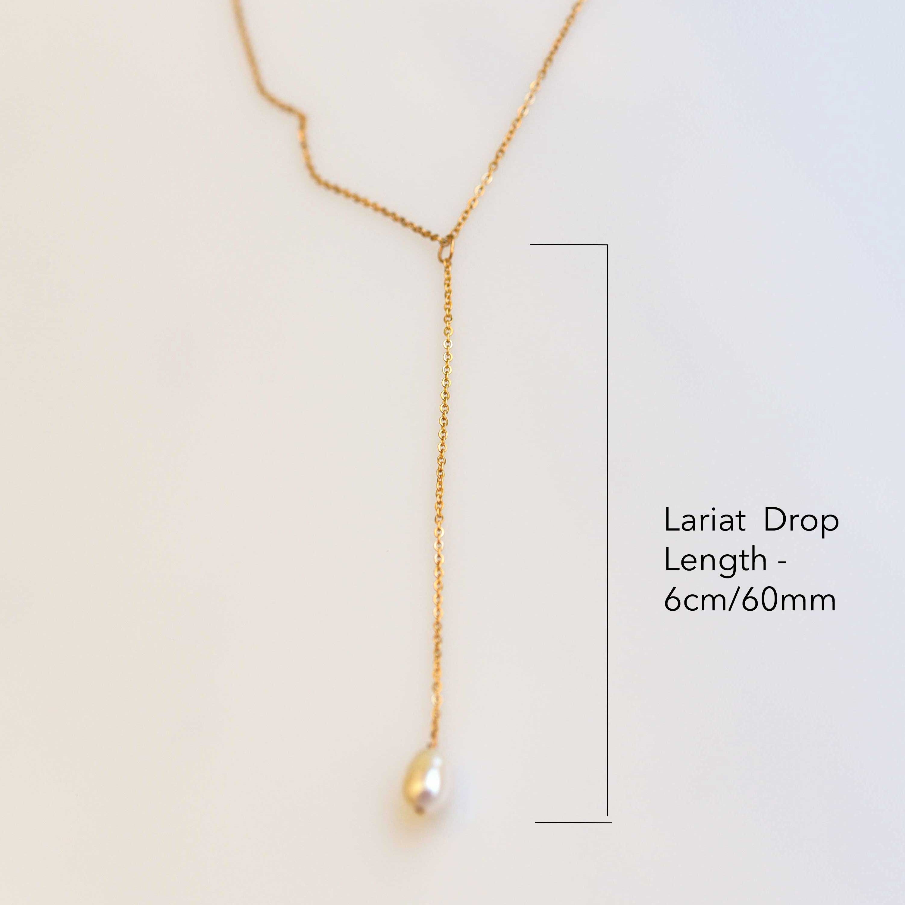 Pearl Lariat Necklace Simple Gold Y necklace Bridal Wedding