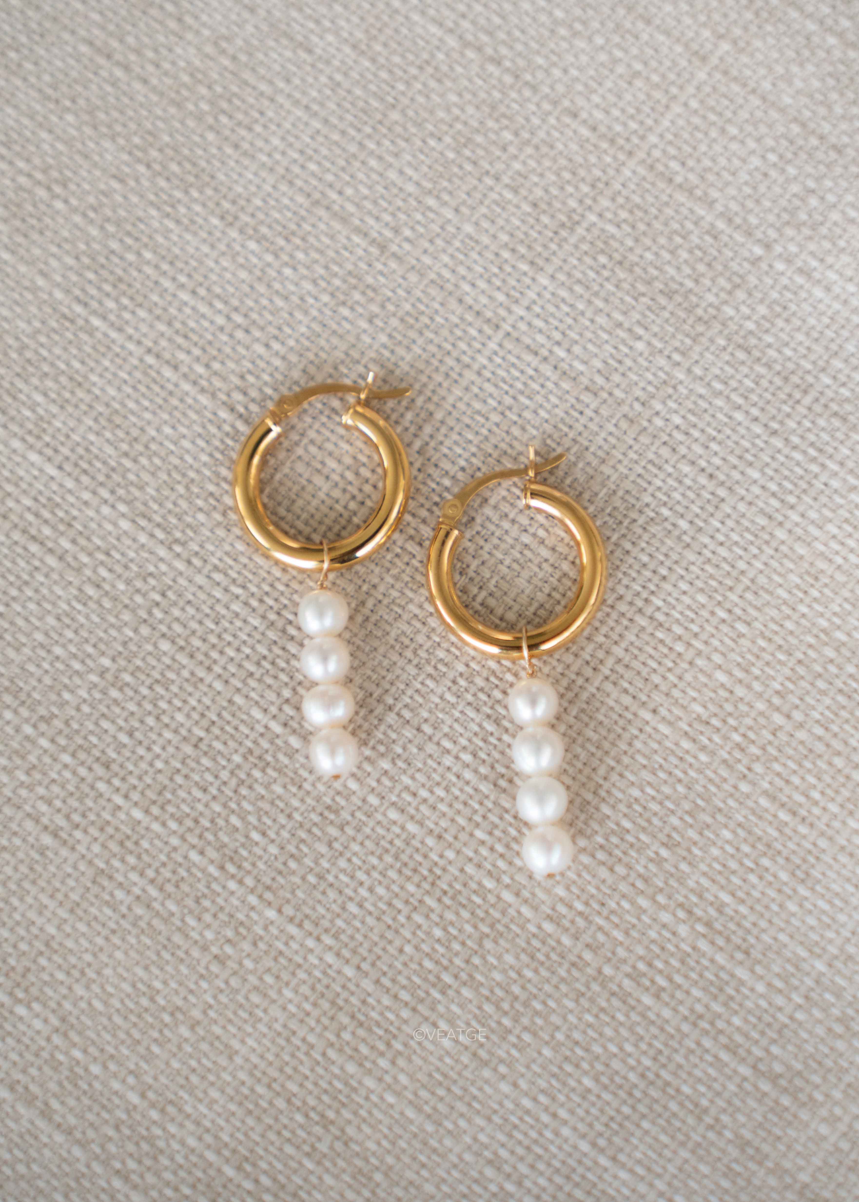Modern Pearl Drop Dangle Gold Hoop Earrings Unique Gifts for Women 