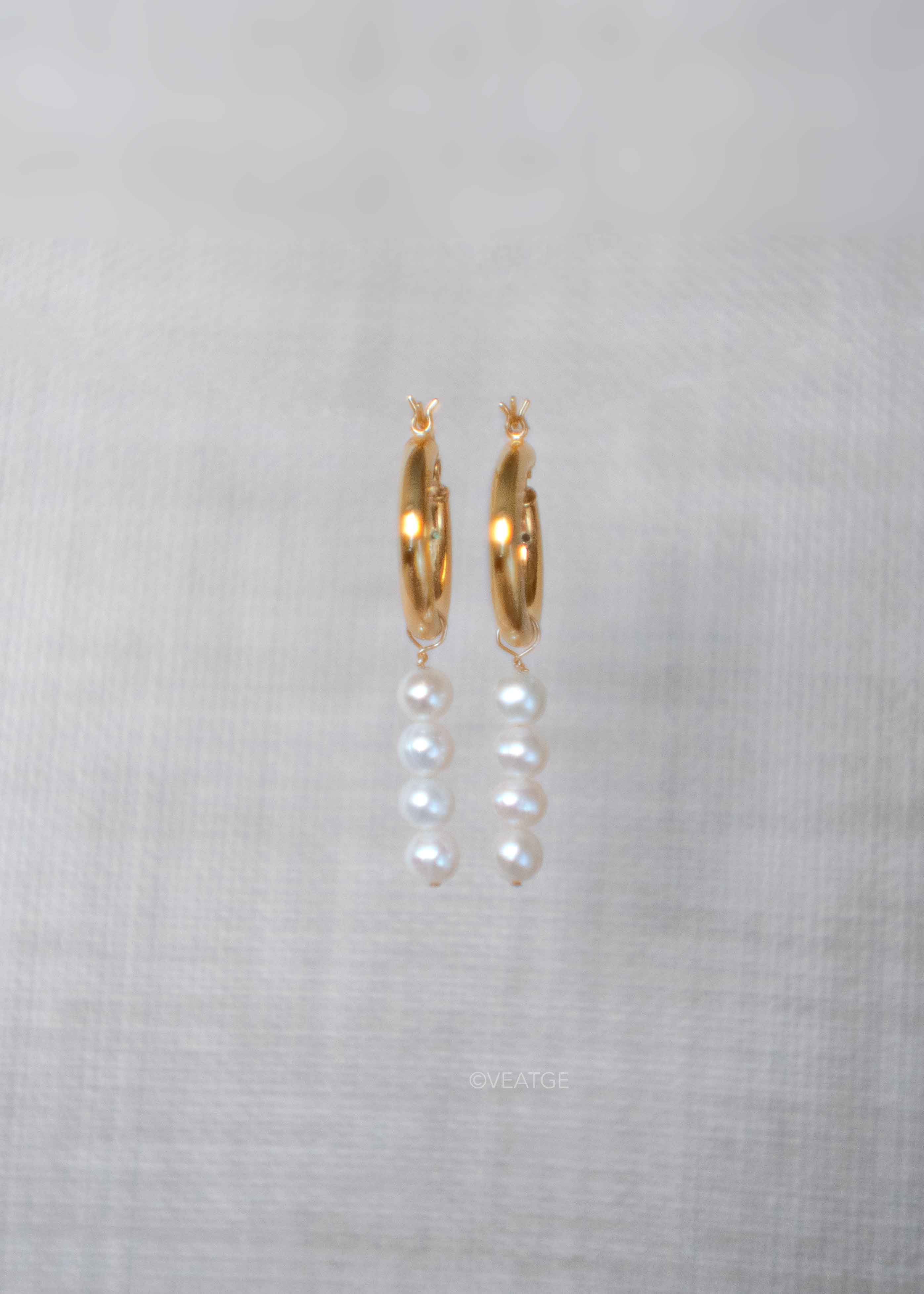 Modern Pearl Drop Dangle Gold Hoop Earrings Unique Gifts for Women 
