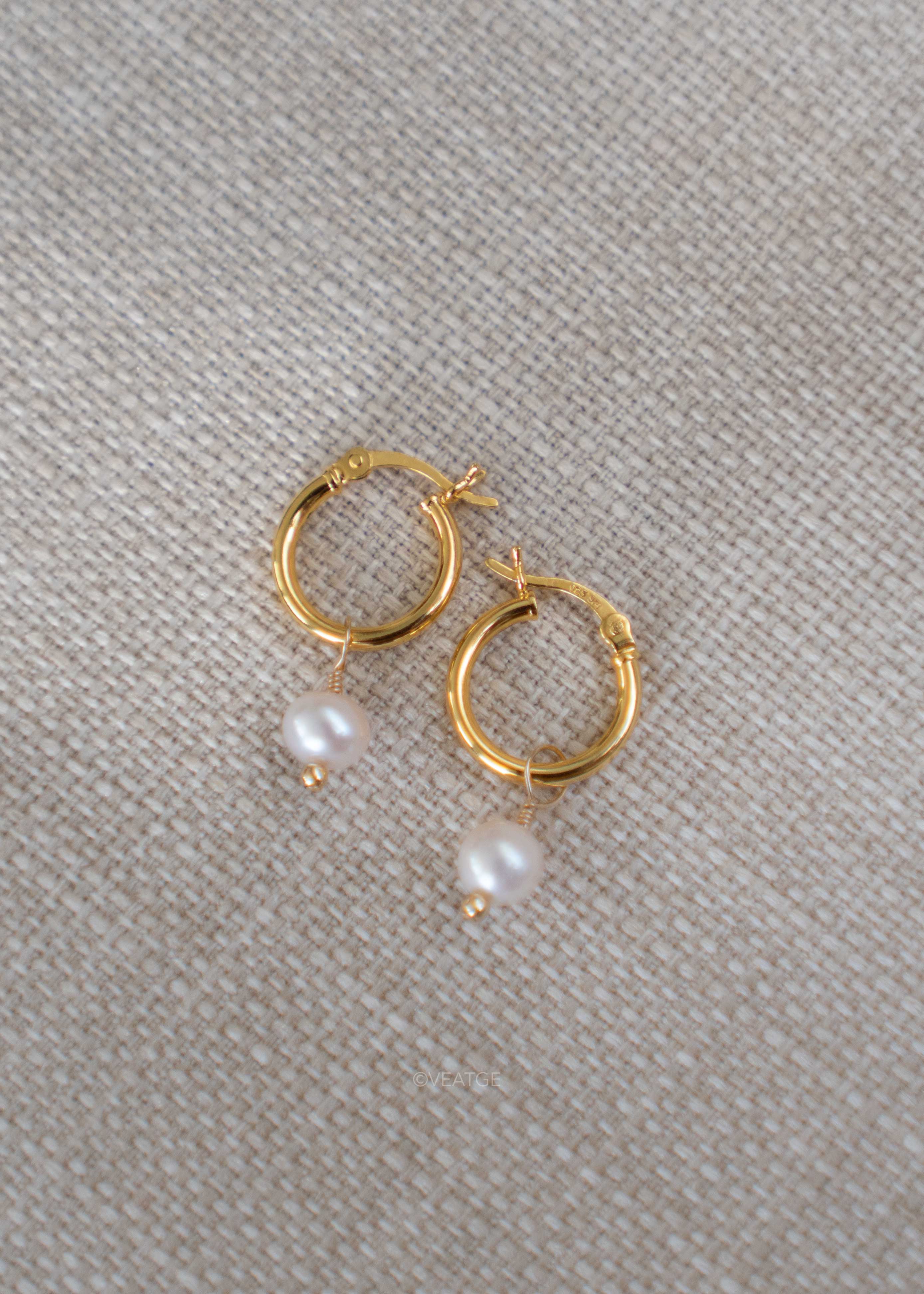 classic gold pearl hoop earrings bridal wedding bridesmaid gifts