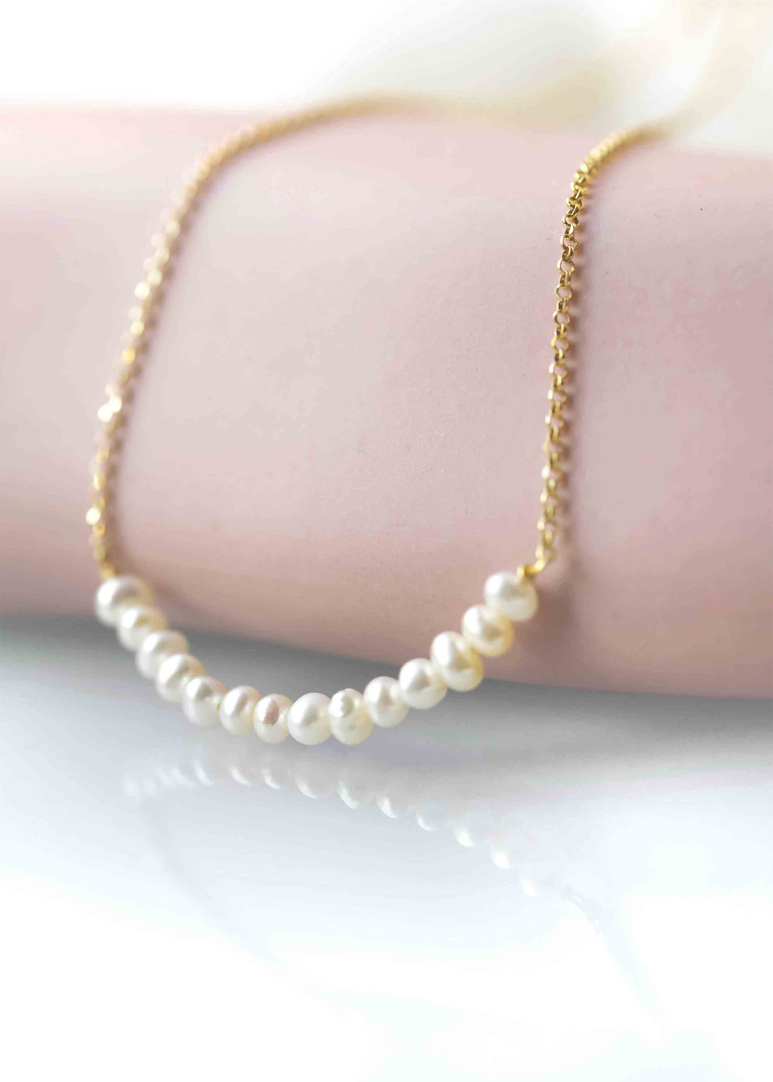 Pearl gold Necklace, bridal necklace