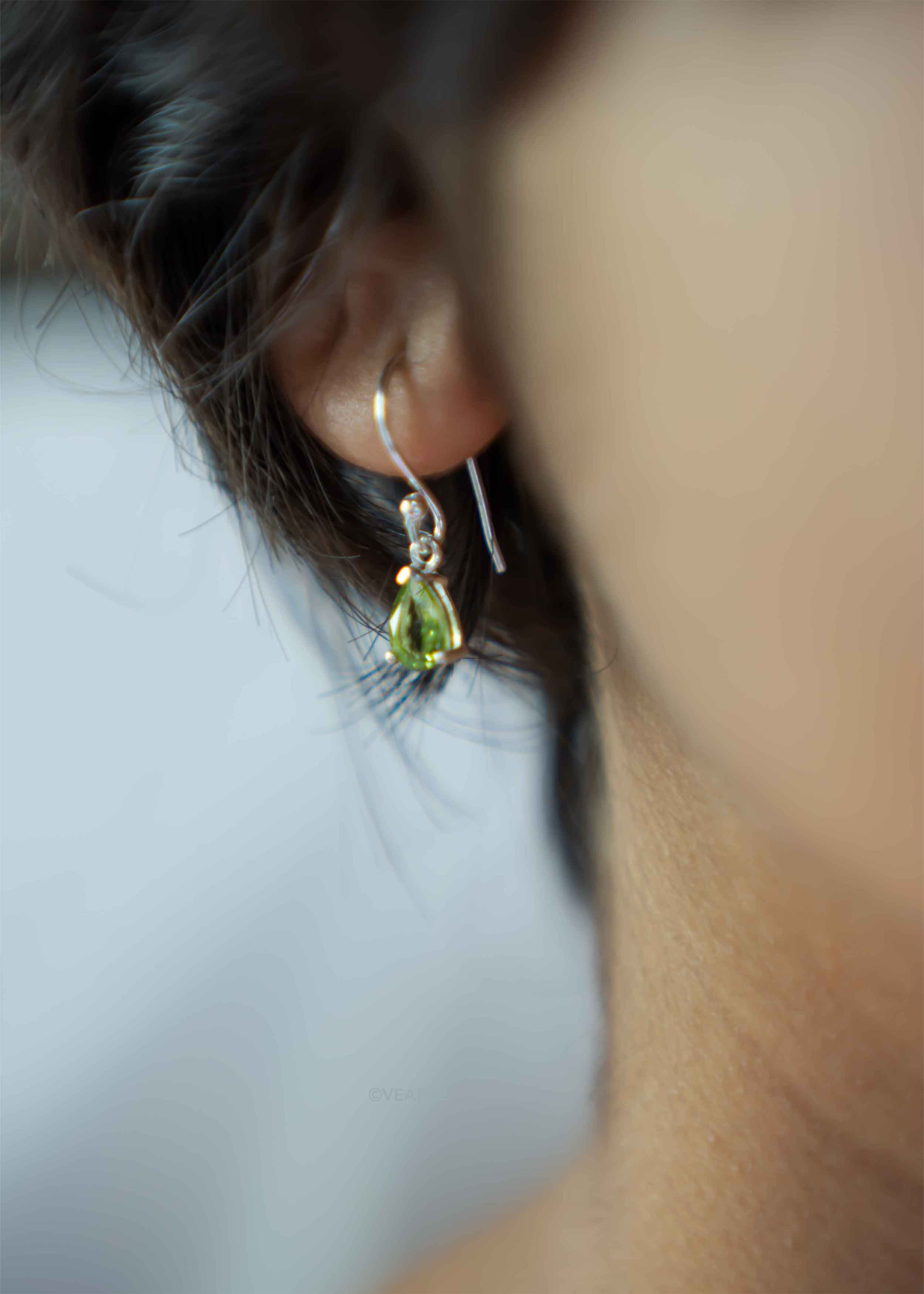 Peridot Sterling Silver Drop Earrings August birthstone genuine gemstones girls teen birthday gift