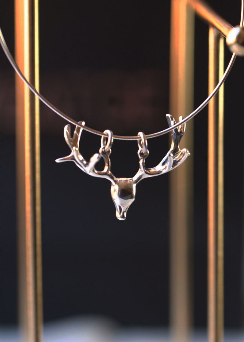 Reindeer antler pendant, deer antler necklace, christmas necklace, women's necklace, silver necklace