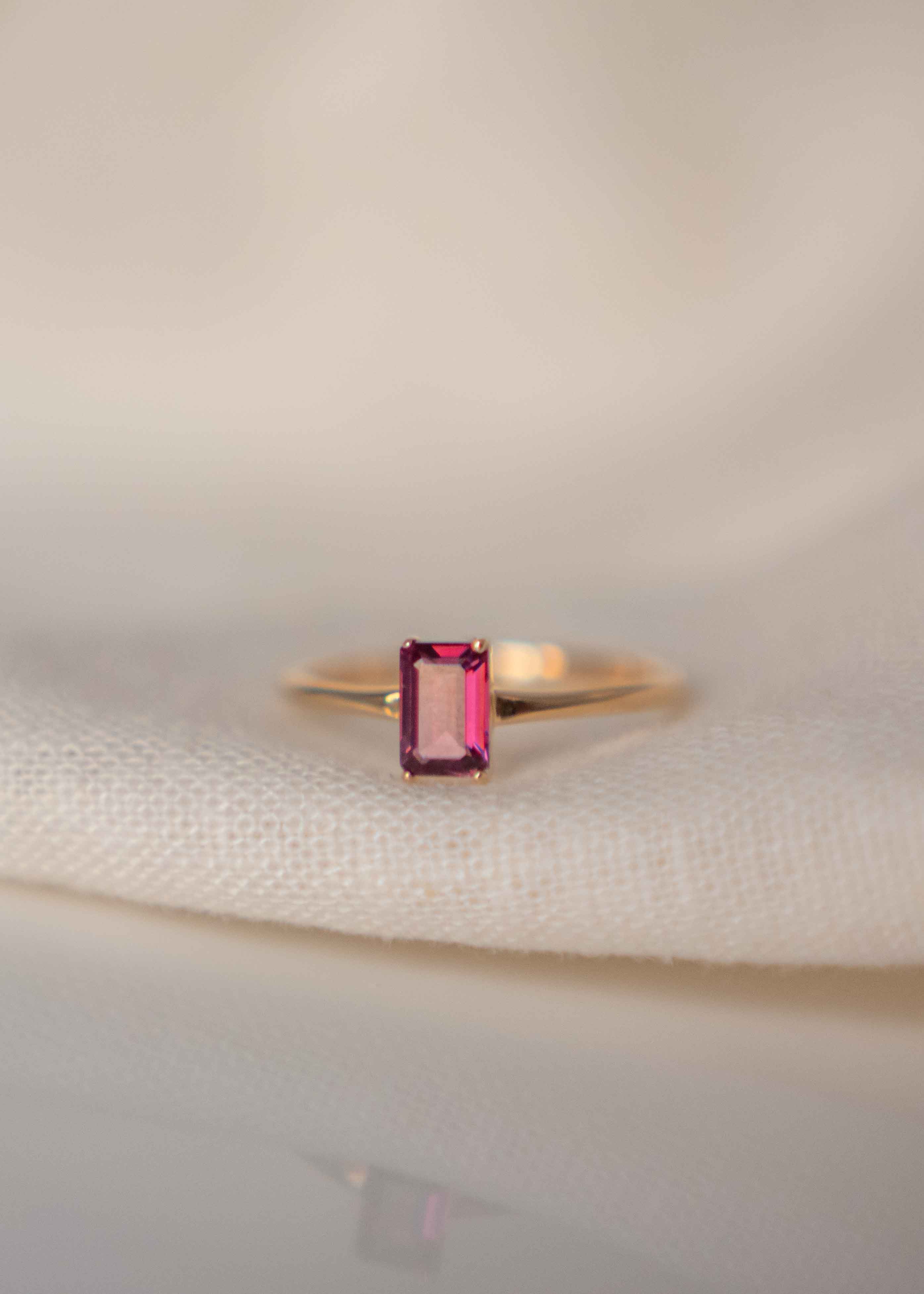 Rhodolite Garnet January Birthstone Gold Ring Delicate Minimal Genuine Gemstone Gifts for Women