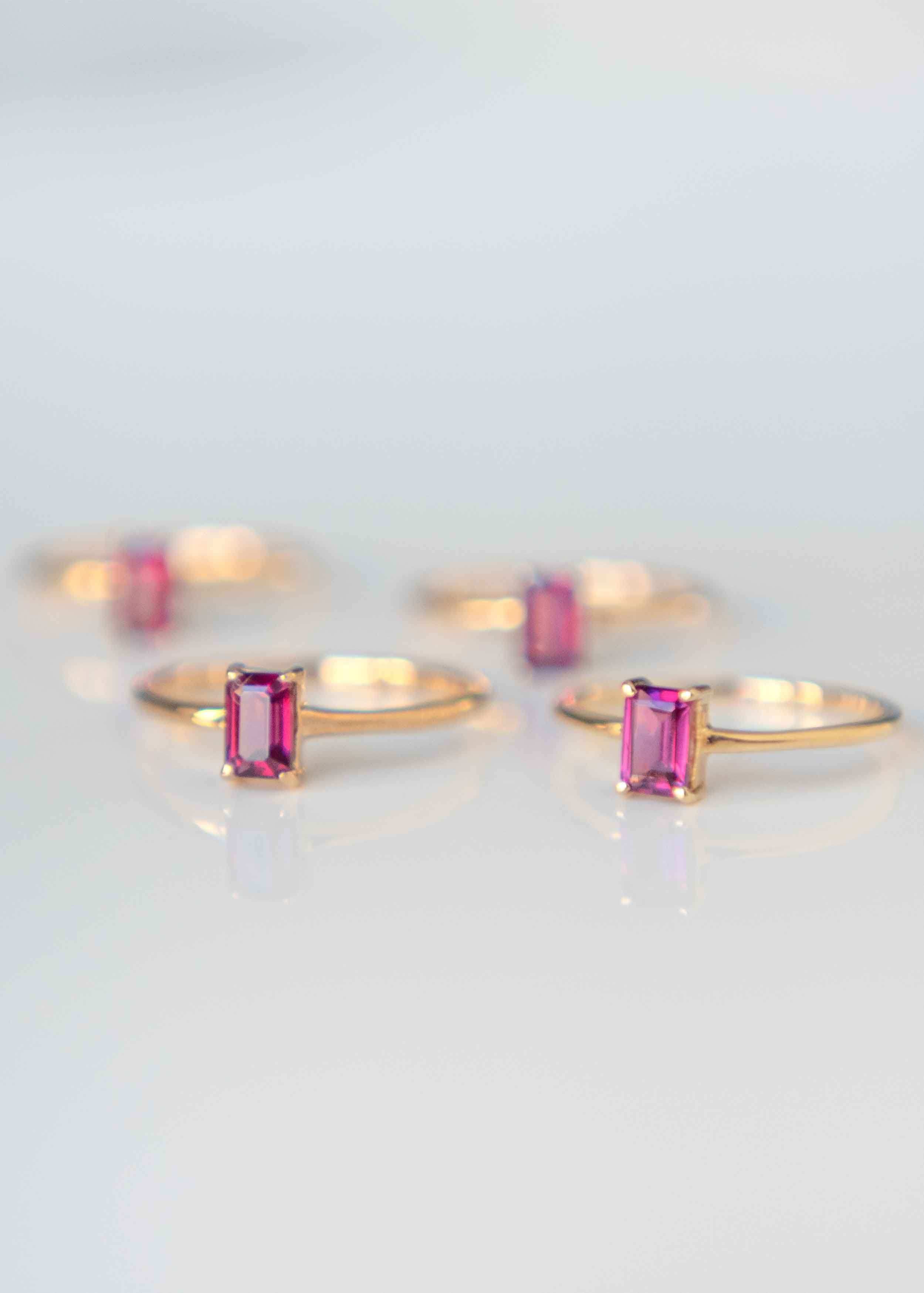 Rhodolite Garnet January Birthstone Gold Ring Delicate Minimal Genuine Gemstone Gifts for Women