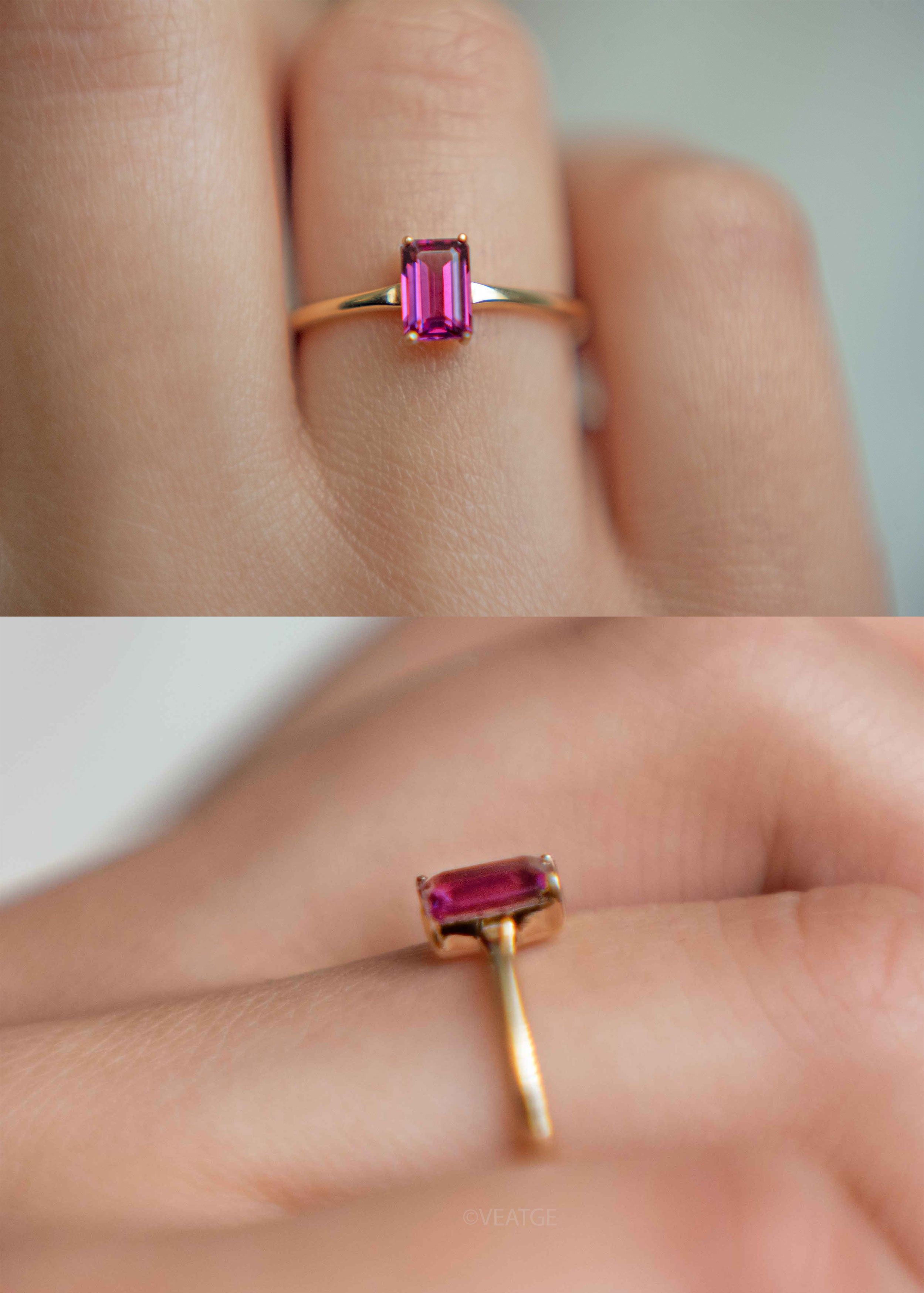Rhodolite Garnet January Birthstone Gold Ring Delicate Minimal Genuine Gemstone Gifts for Women