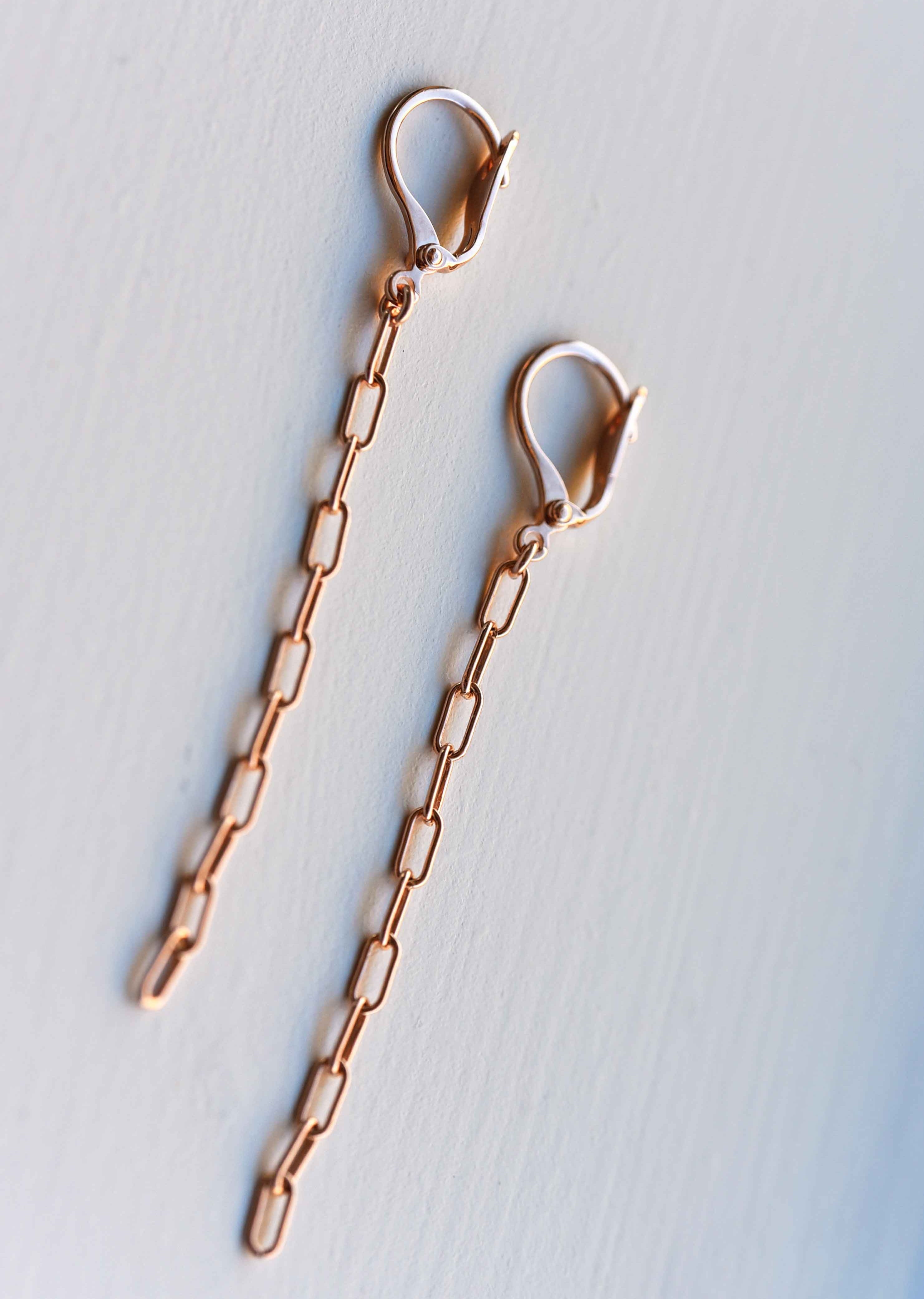 Rose Gold Minimalist Chain Earrings