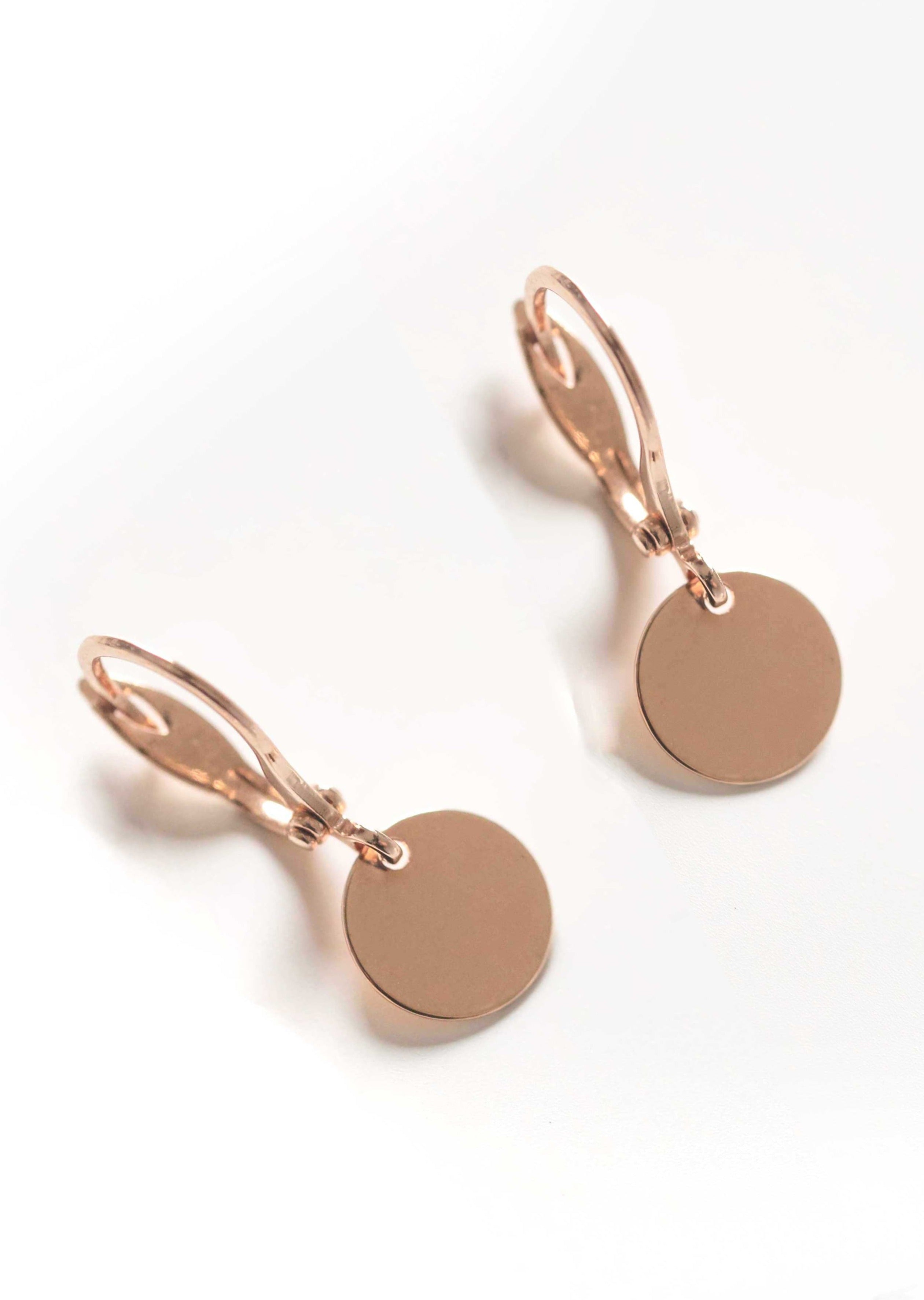 Simple Delicate Rose Gold Disc Earrings