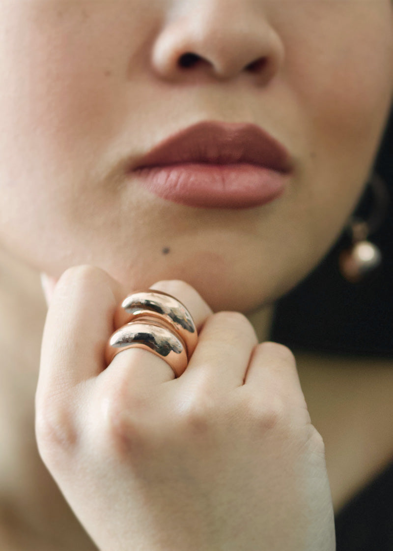 rose gold statement ring, dome ring