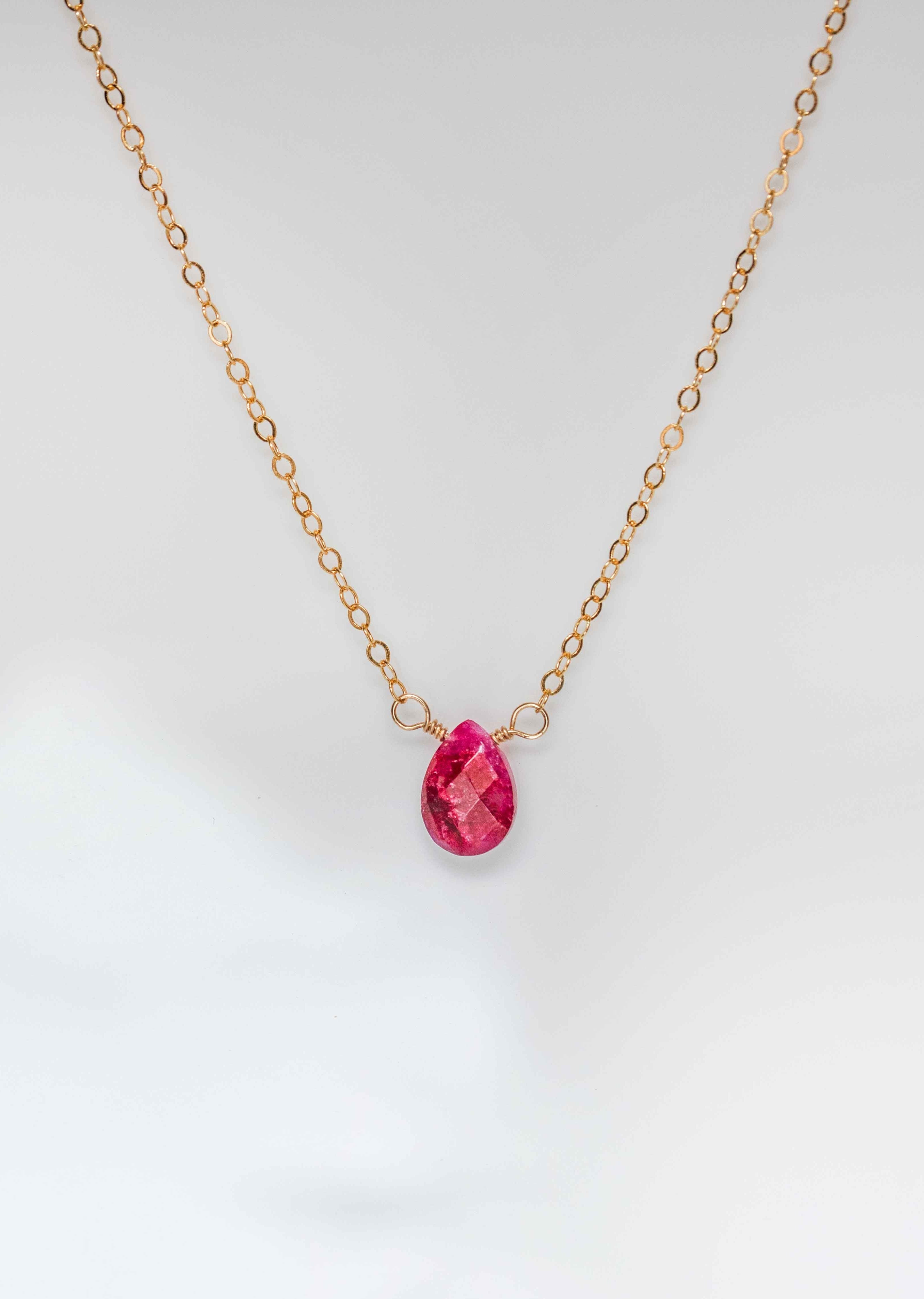 Tiny Ruby@Heart Slider Necklace Love and passion
