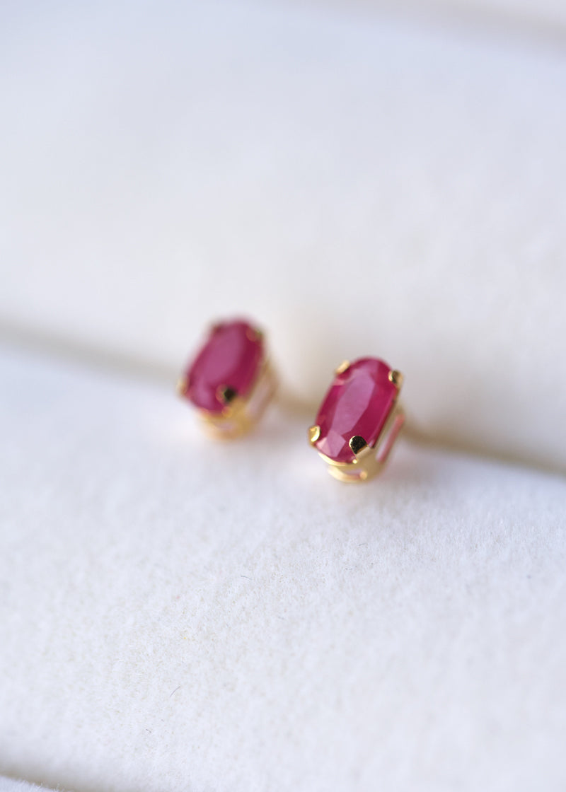 ruby stud earrings solid gold