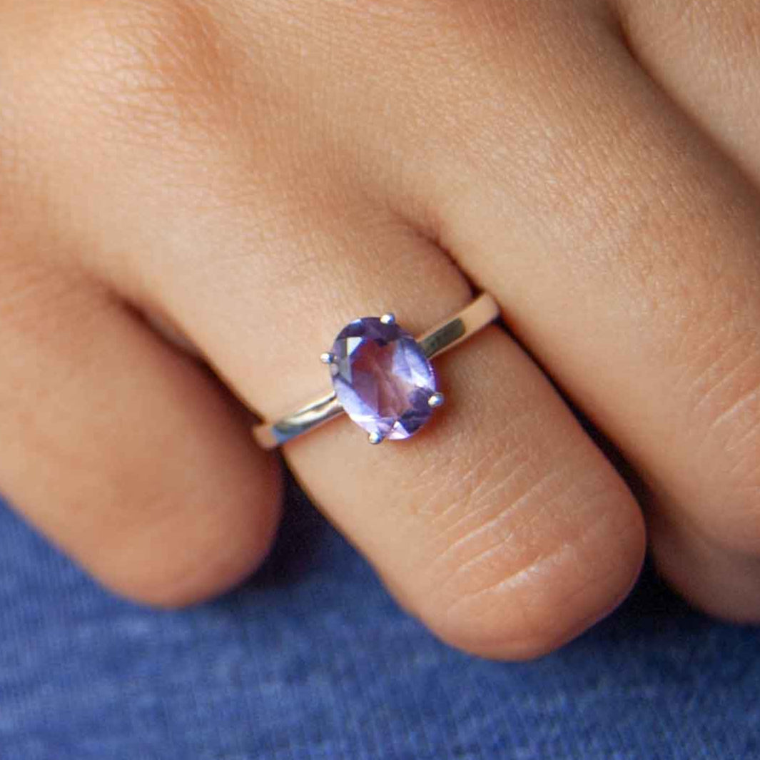 Amethyst Silver Ring February Birthstone Gemstone Gifts for her