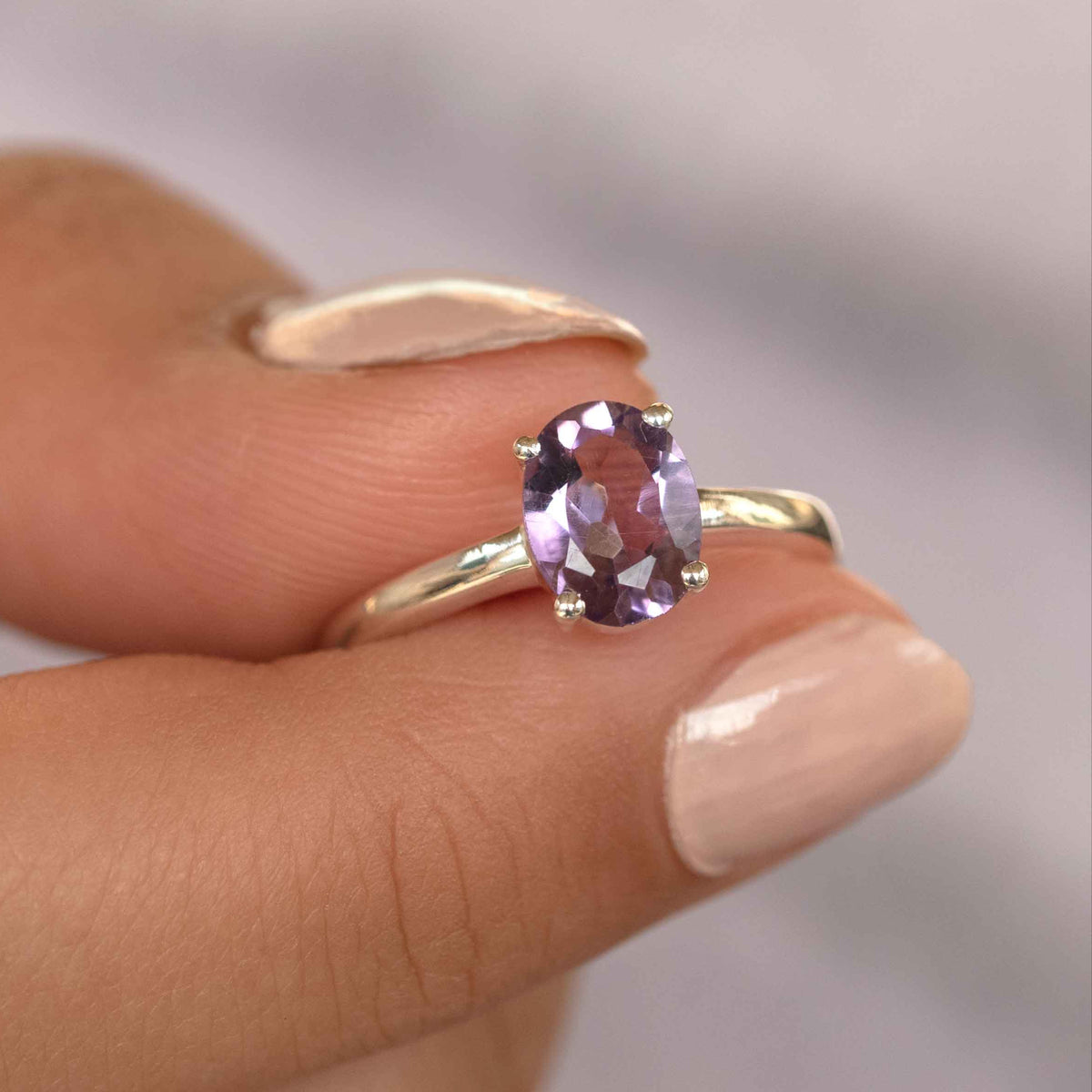 Lustrous Amethyst Oval Cut With 925 Sterling Silver Ring For Men #C393