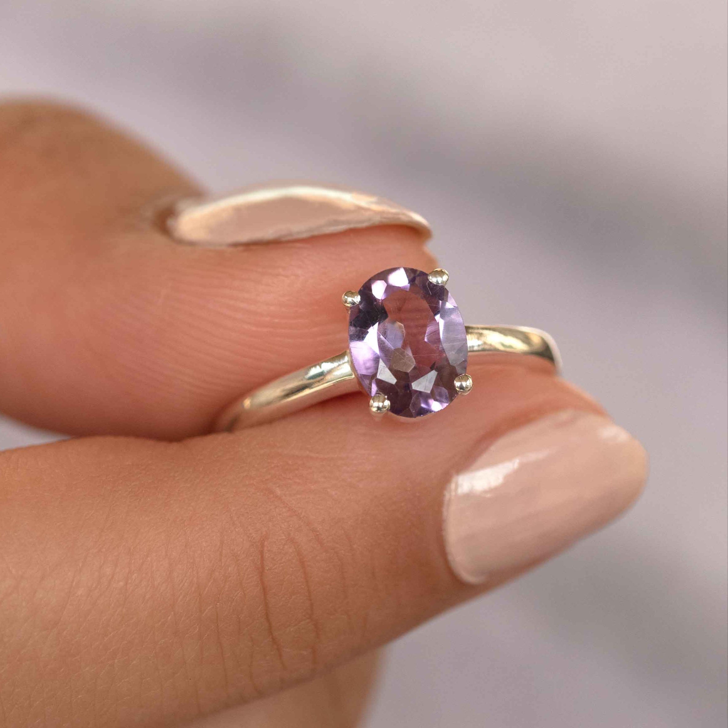 Amethyst Silver Ring February Birthstone Gemstone Gifts for her