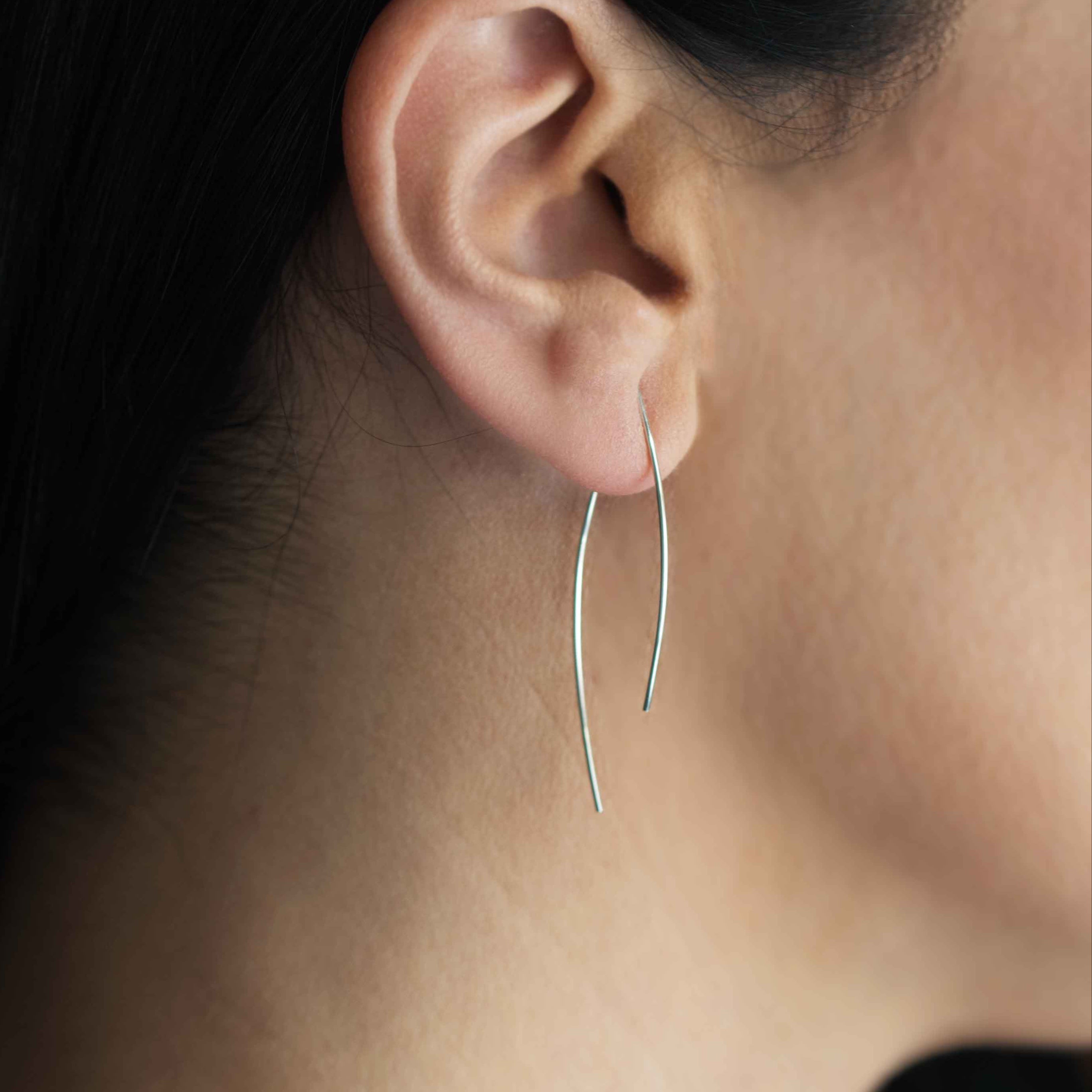 Arc Threader Earrings Minimal Simple Gold Hoops gifts for women girls best friend