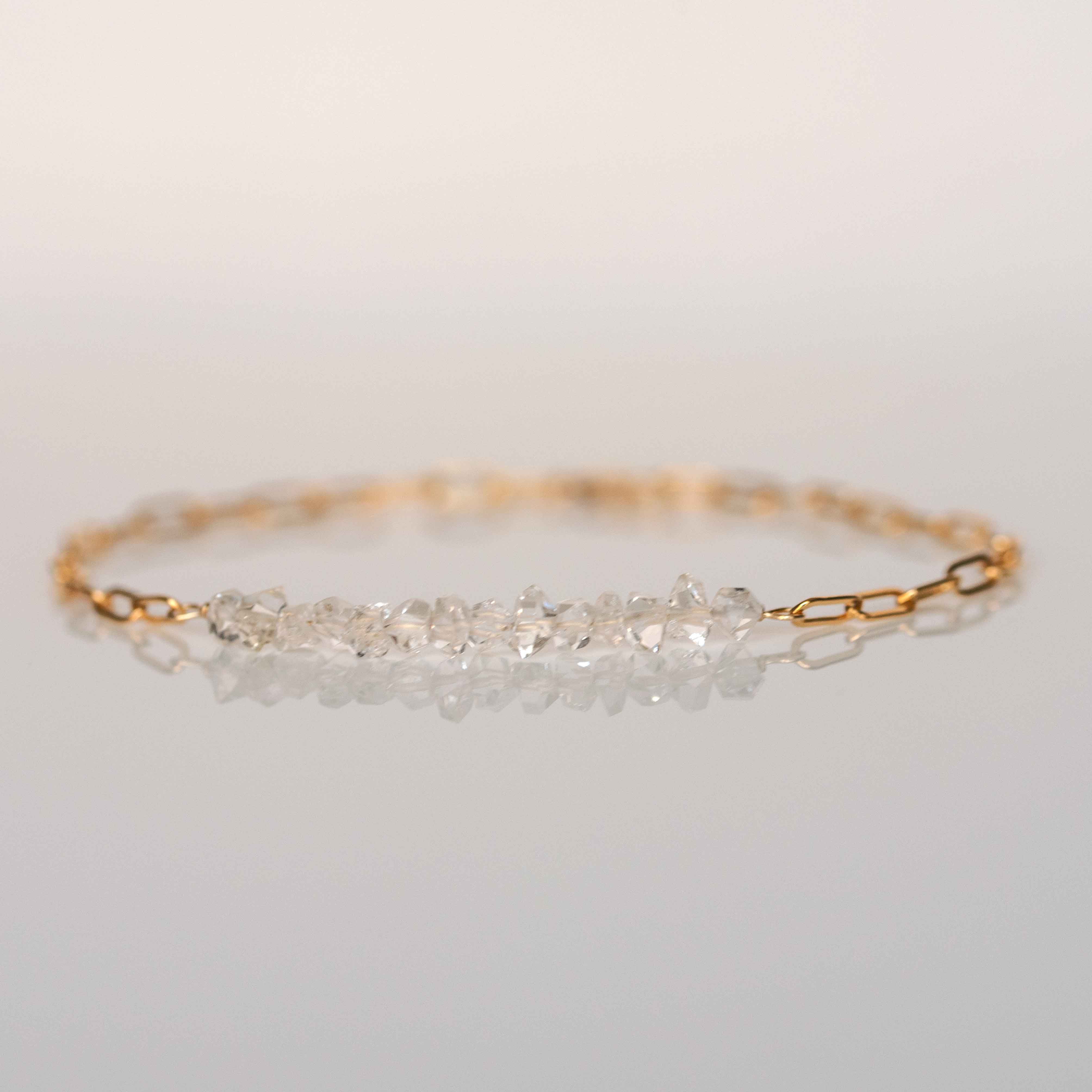 Chunky sparkle gold bracelet Herkimer Diamonds Raw Gemstones