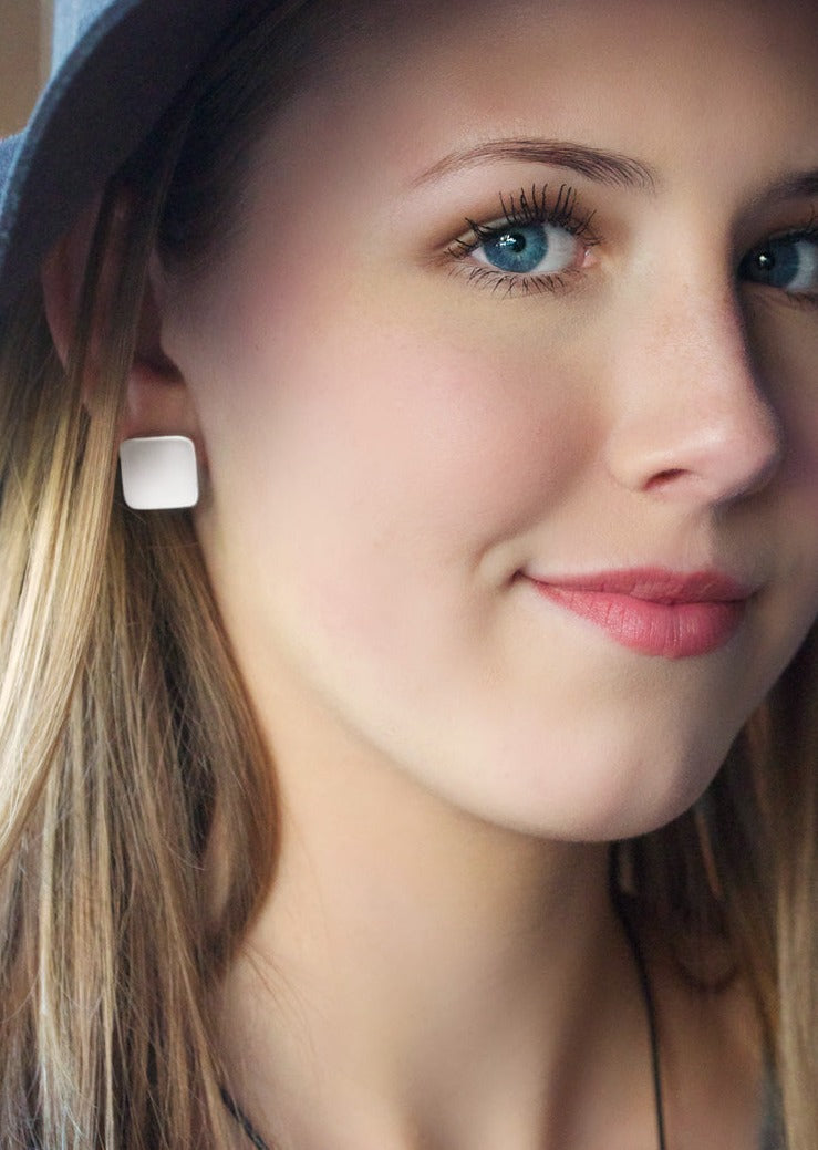 square studs, geometric stud earrings