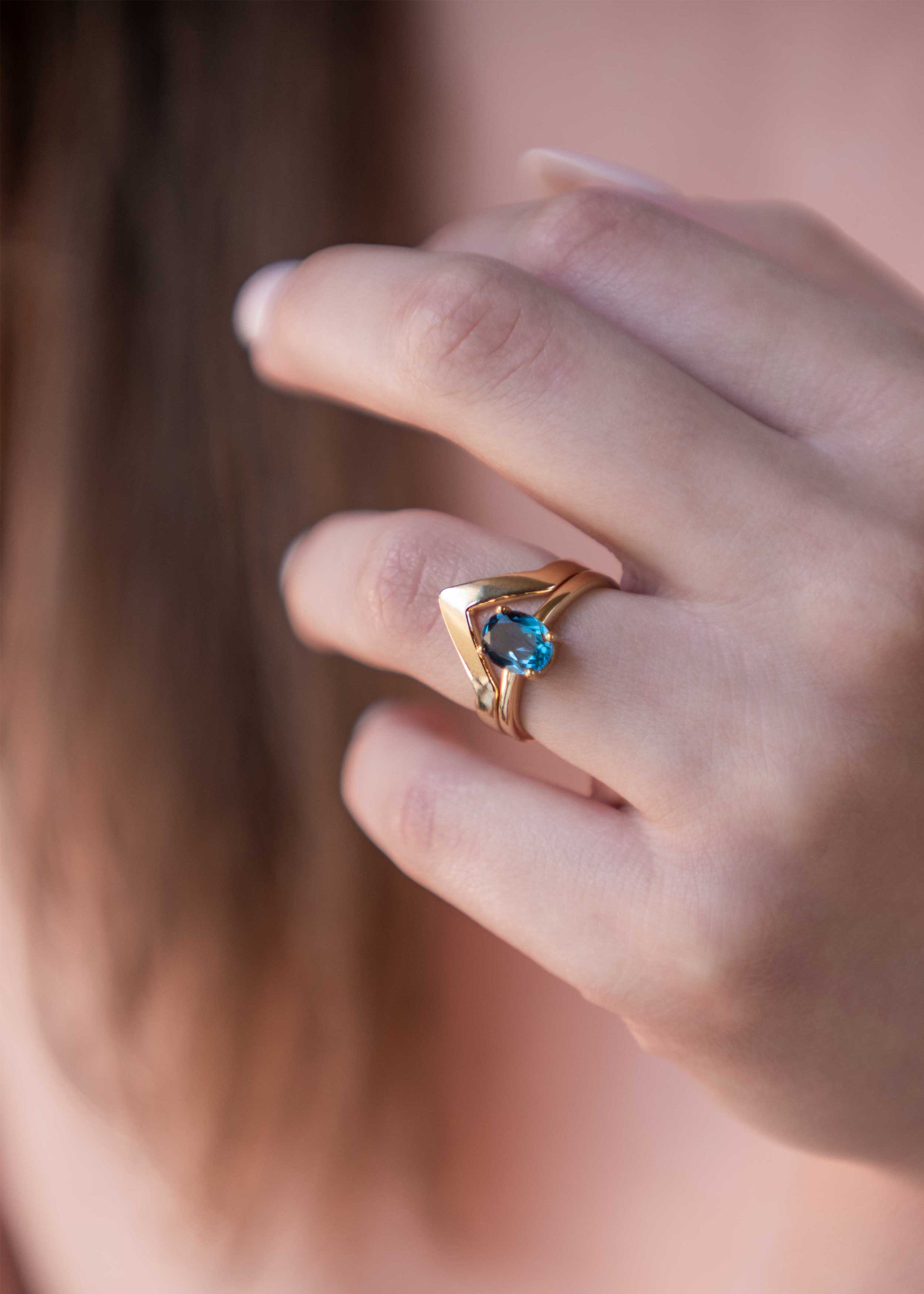 Peak Stacking Ring Gold Vermeil, Chevron Ring, Mountain Ring, wedding band 