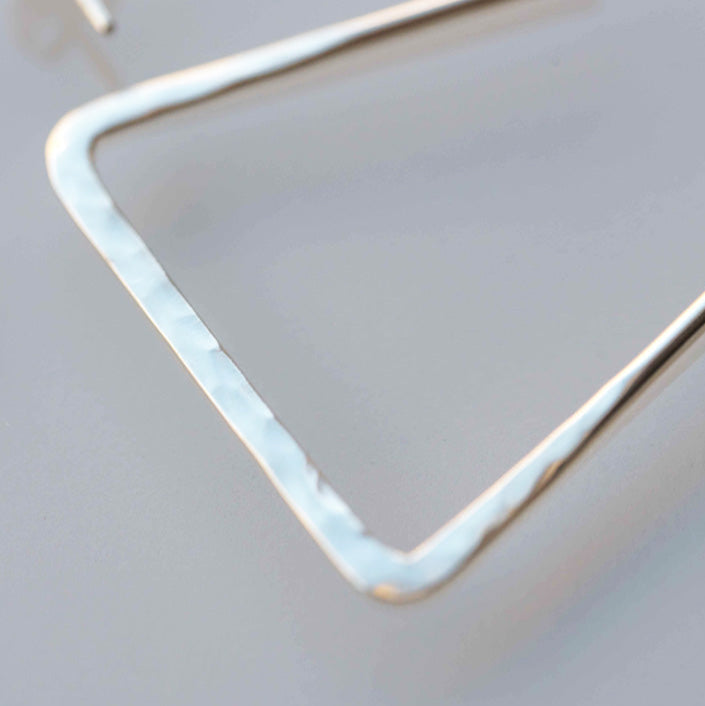 sterling silver statement triangle geometric hoop earrings