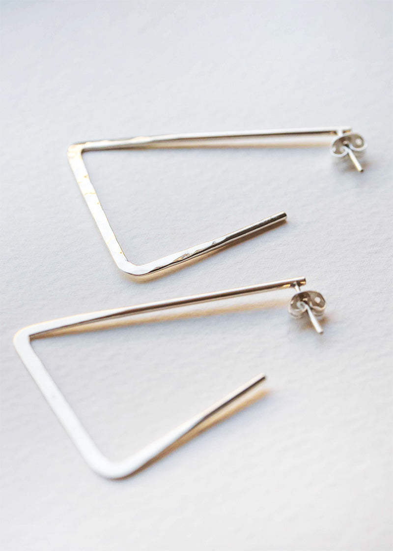 sterling silver statement triangle geometric hoop earrings