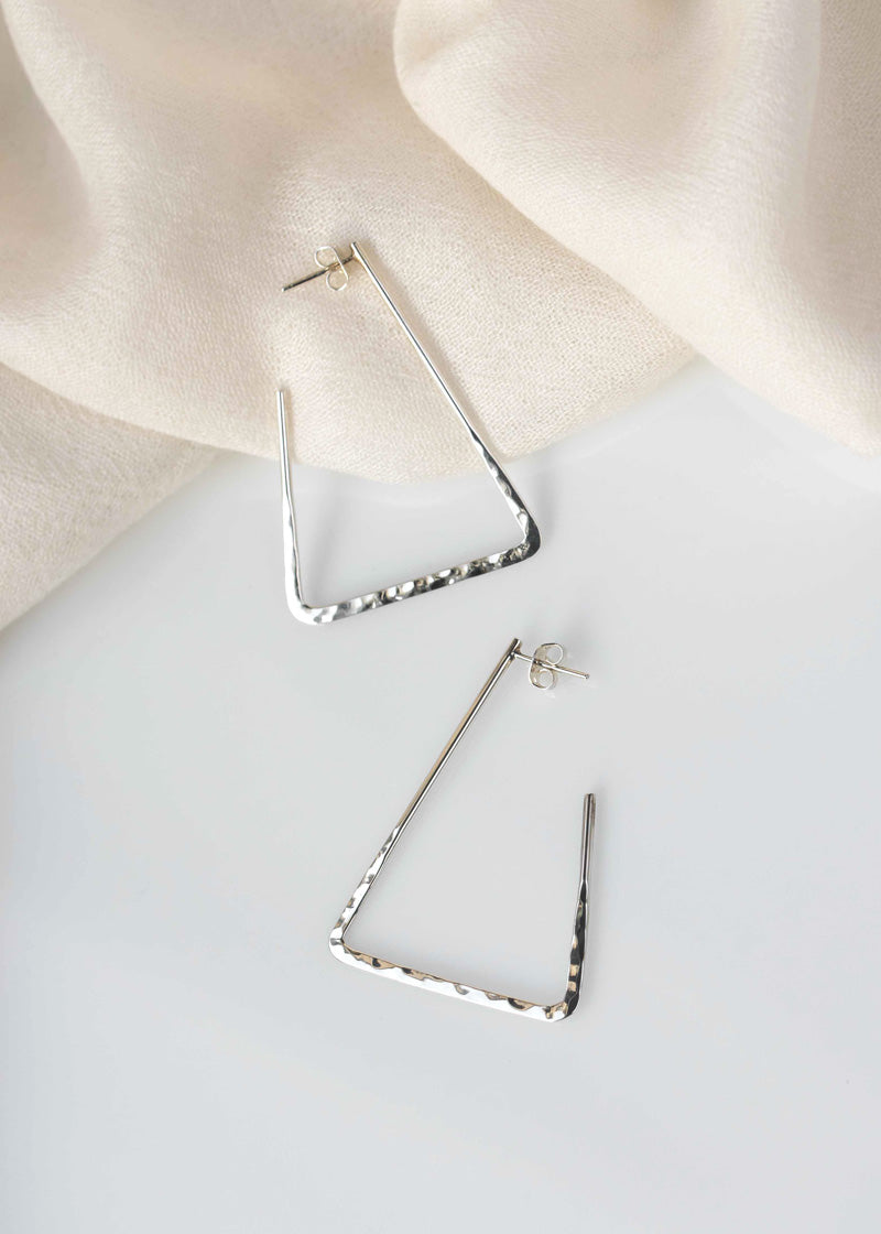 sterling silver statement triangle geometric hoop earrings