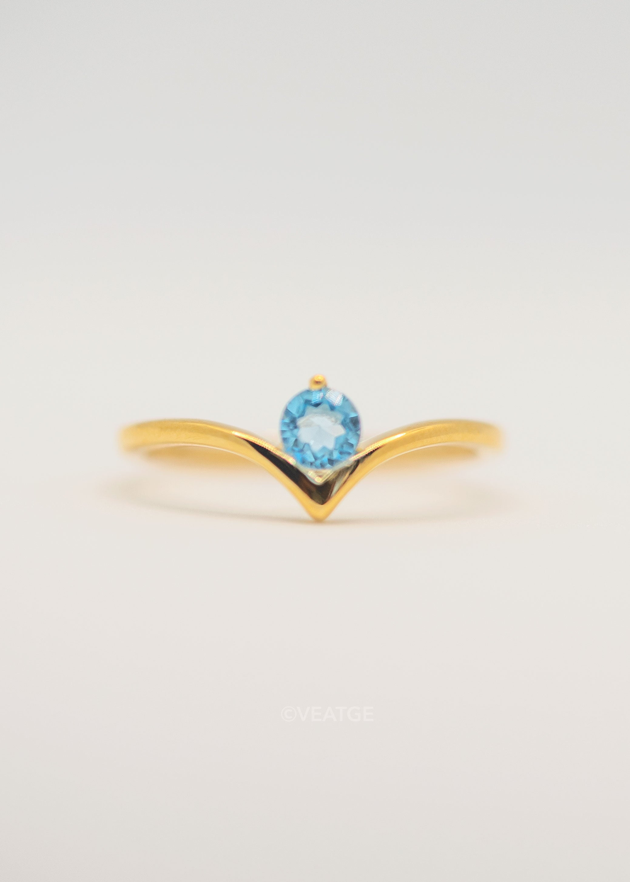 Chevron Swiss Blue Topaz Gemstone Ring