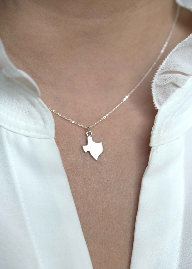 texas map necklace sterling silver
