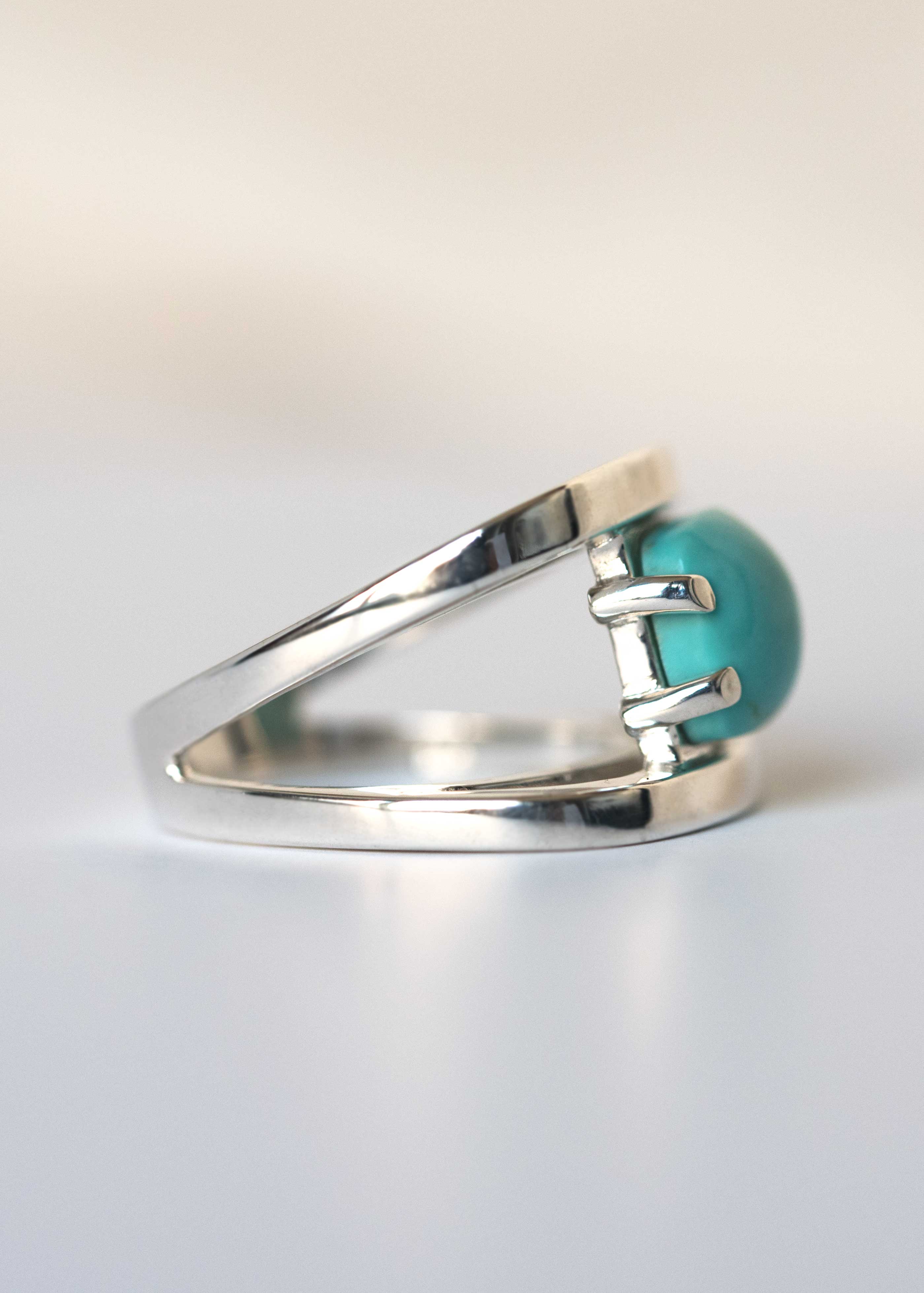 Turquoise Statement Ring Sterling Silver Unique Modern Gemstone Birthstone Rings for Women